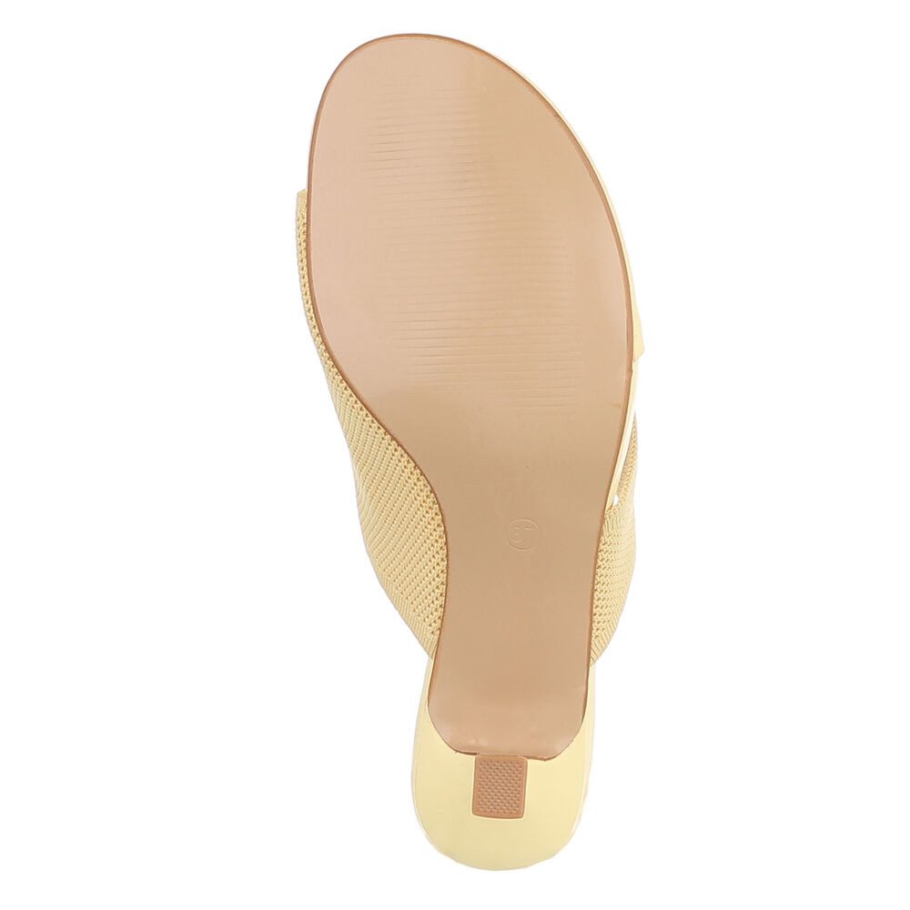 Ital-Design Damen Mule mit Absatz und offenem Design Zehentrenner (91895903) Pfennig-/Stilettoabsatz Sandalen & Sandaletten in Gelb