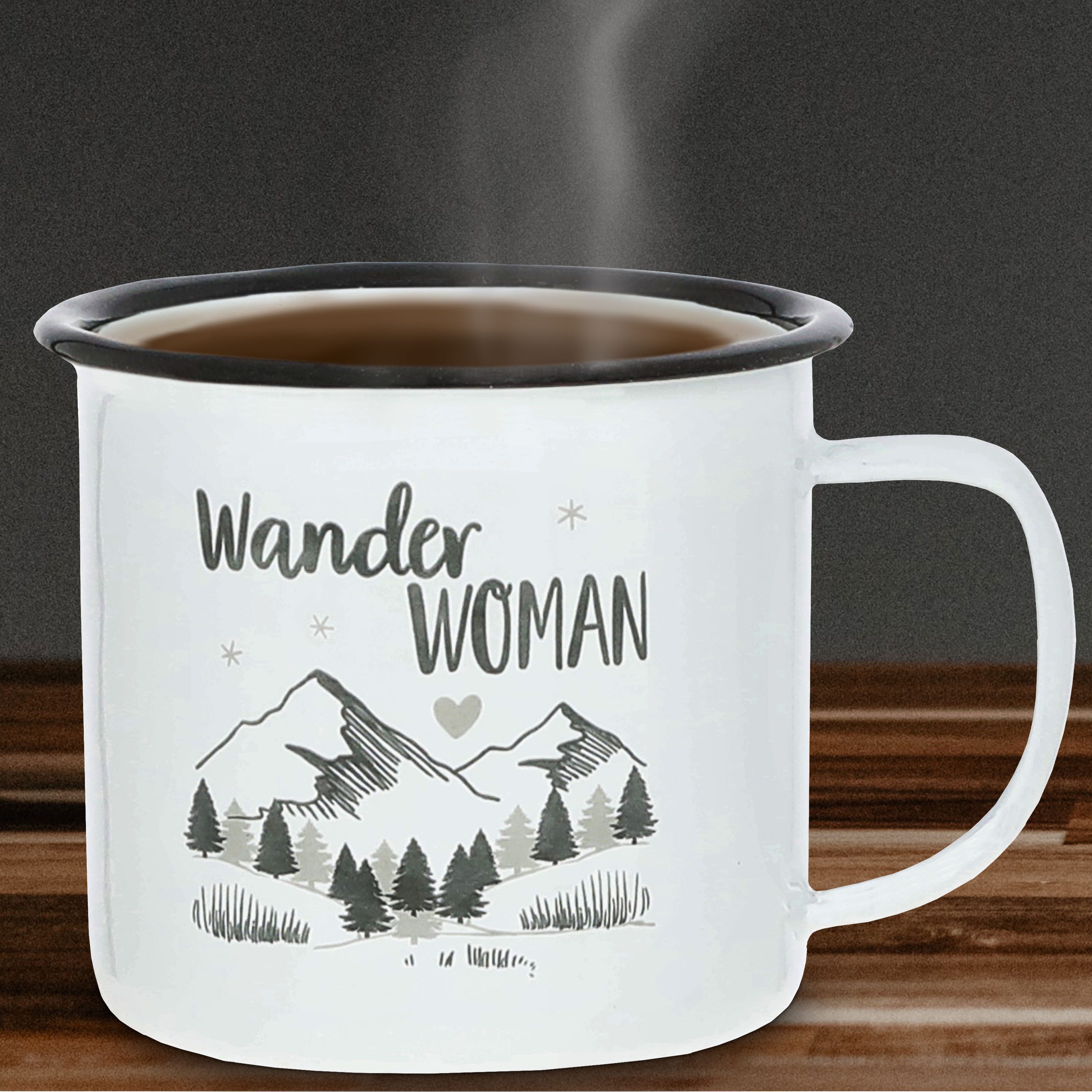 CEPEWA Tasse Kaffeebecher 3er Set 'Mountain' 9x8cm Metall Bergmotiv Tasse 350 ml