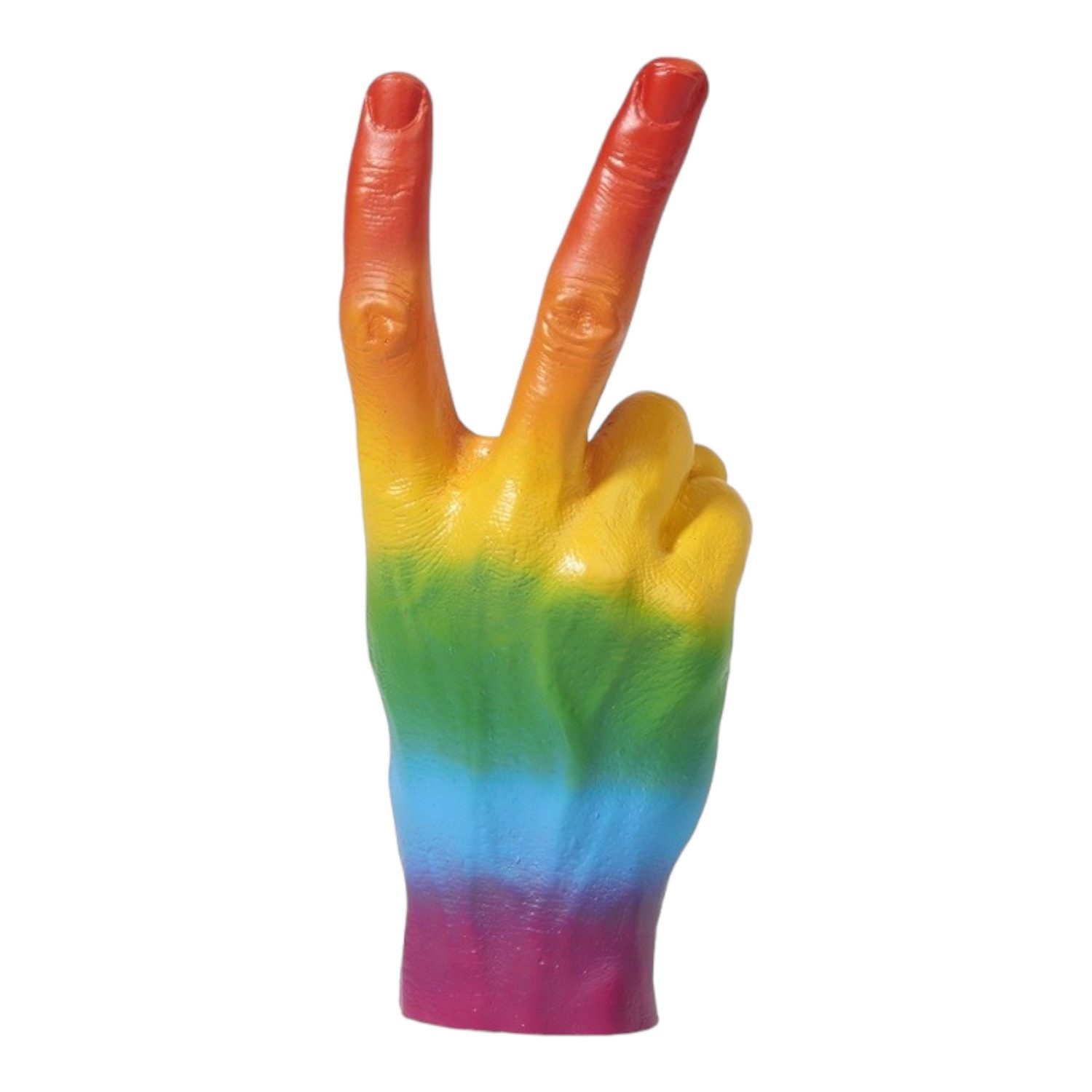 bitten Dekofigur Peace Dekofigur Regenbogen Hand Peacezeichen Deko Figur in