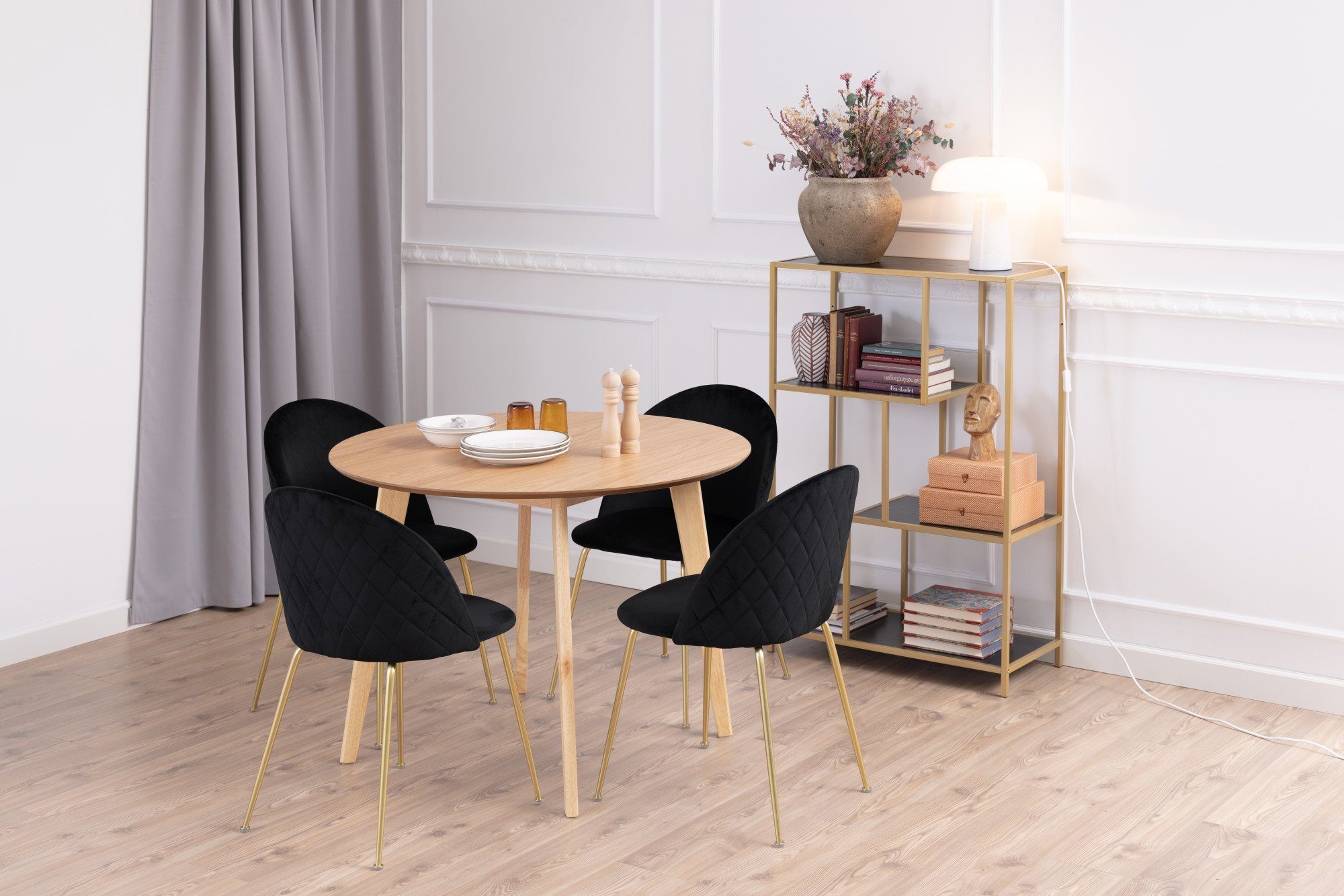 ACTONA GROUP Esstisch Roxby runder Esstisch, TOPSELLER! pflegeleicht, starke Tischplatte (1-St., Küchentisch, OTTOs Choice), Eichenfurnier, Platz für Familie und Freunde, belastbar bis zu 100 kg