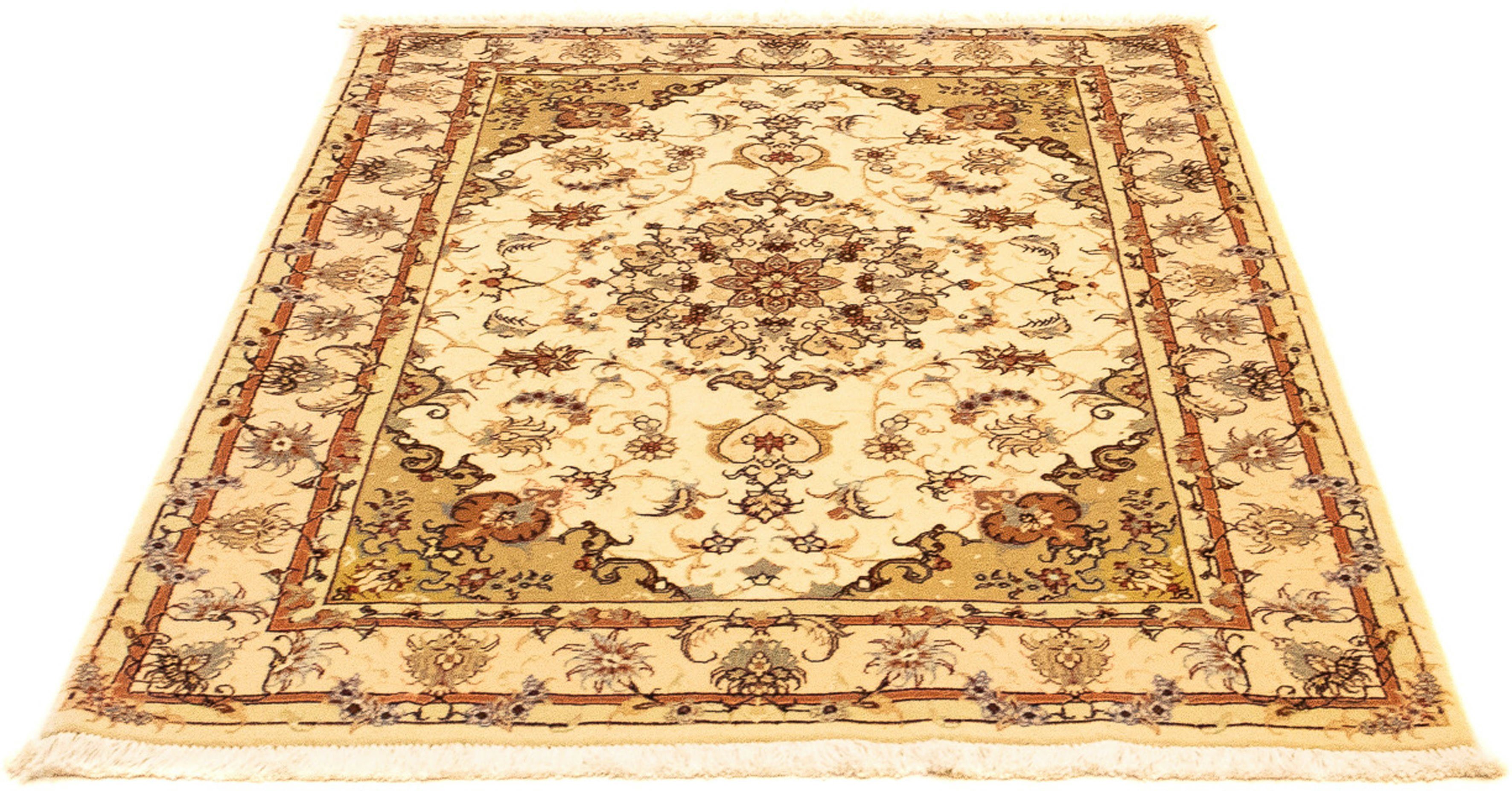 Orientteppich Perser - Täbriz - Royal - 141 x 103 cm - beige, morgenland, rechteckig, Höhe: 7 mm, Wohnzimmer, Handgeknüpft, Einzelstück mit Zertifikat
