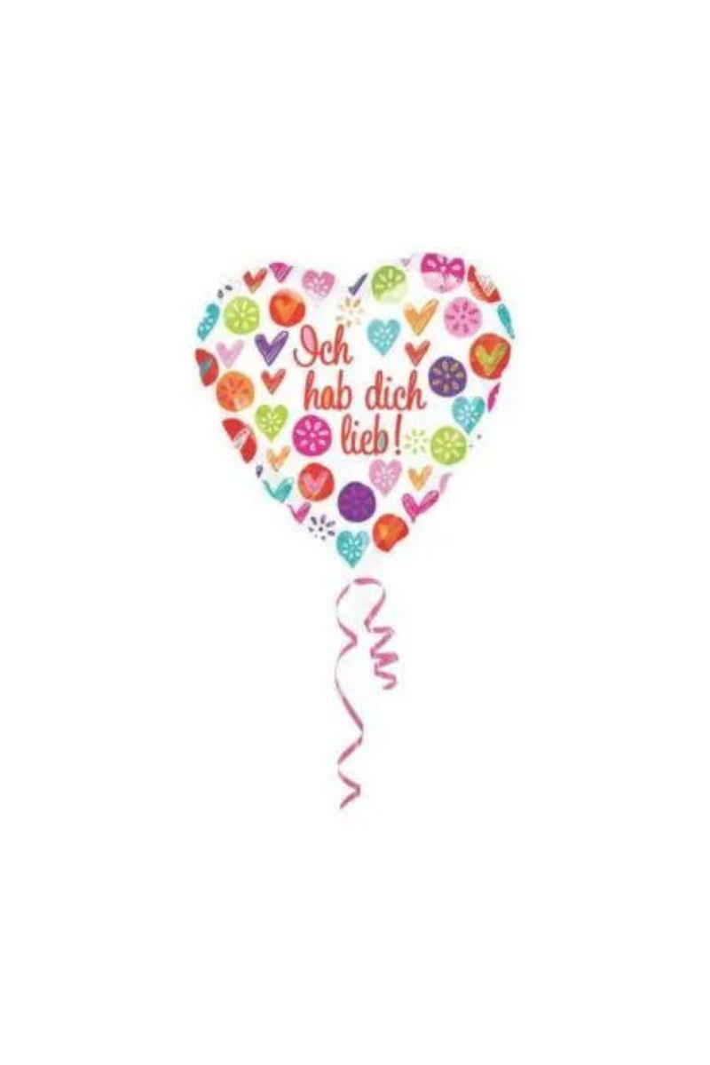 Amscan Folienballon Folienballon Herz “Ich hab dich lieb”, L x B x H10 x 10 x 5 Millimeter