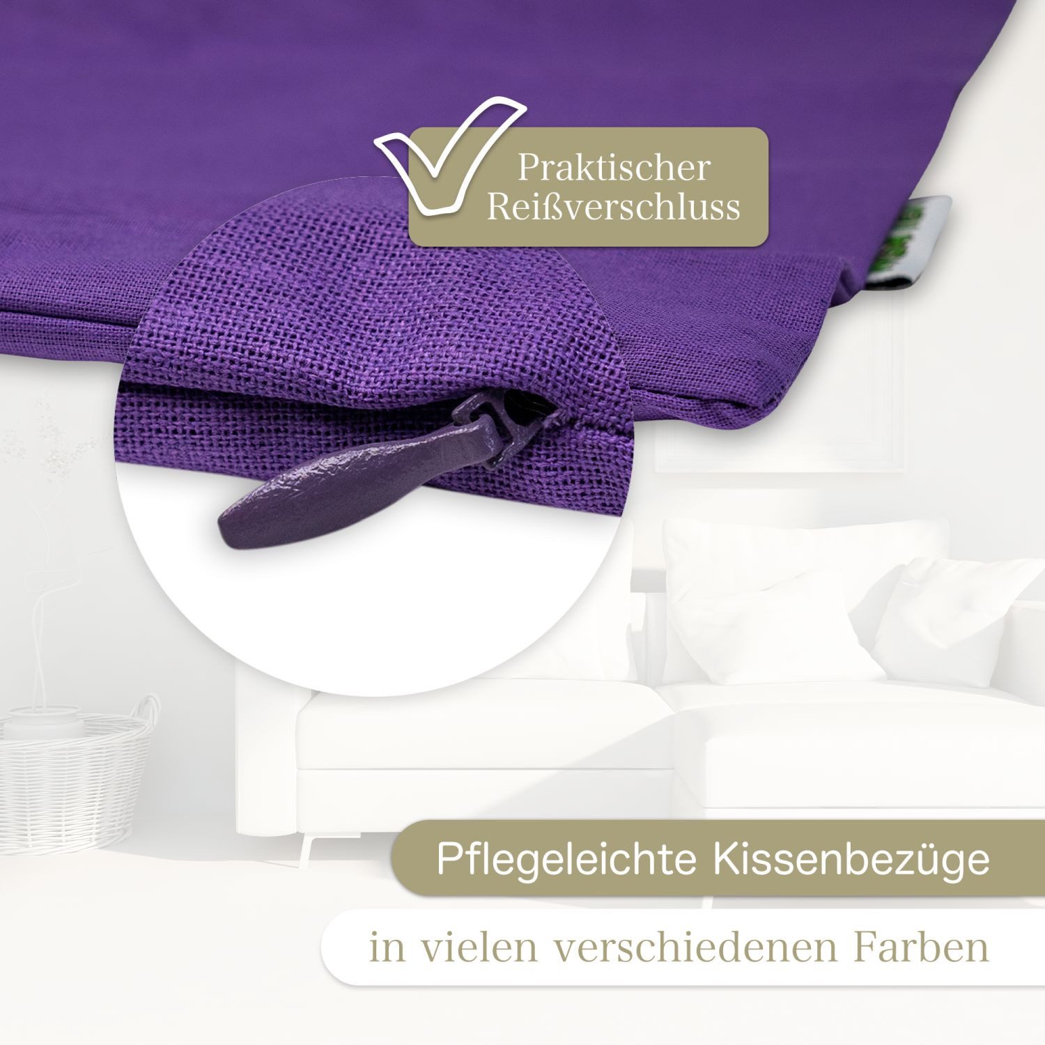 KiGATEX Kissenhülle KiGATEX Kissenbezug 40x40 cm, mit Reißverschluss aus toller Baumwolle, stilvoll, gefertigt in der EU – Bild 4 von 5