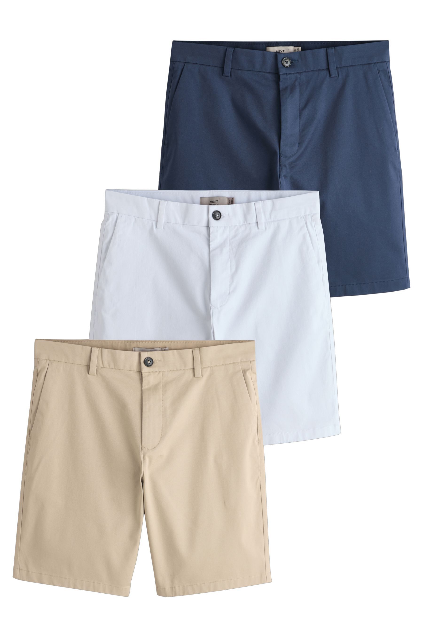 Next Shorts Slim Fit Chinoshorts mit Stretch, 3er-Pack (3-tlg)