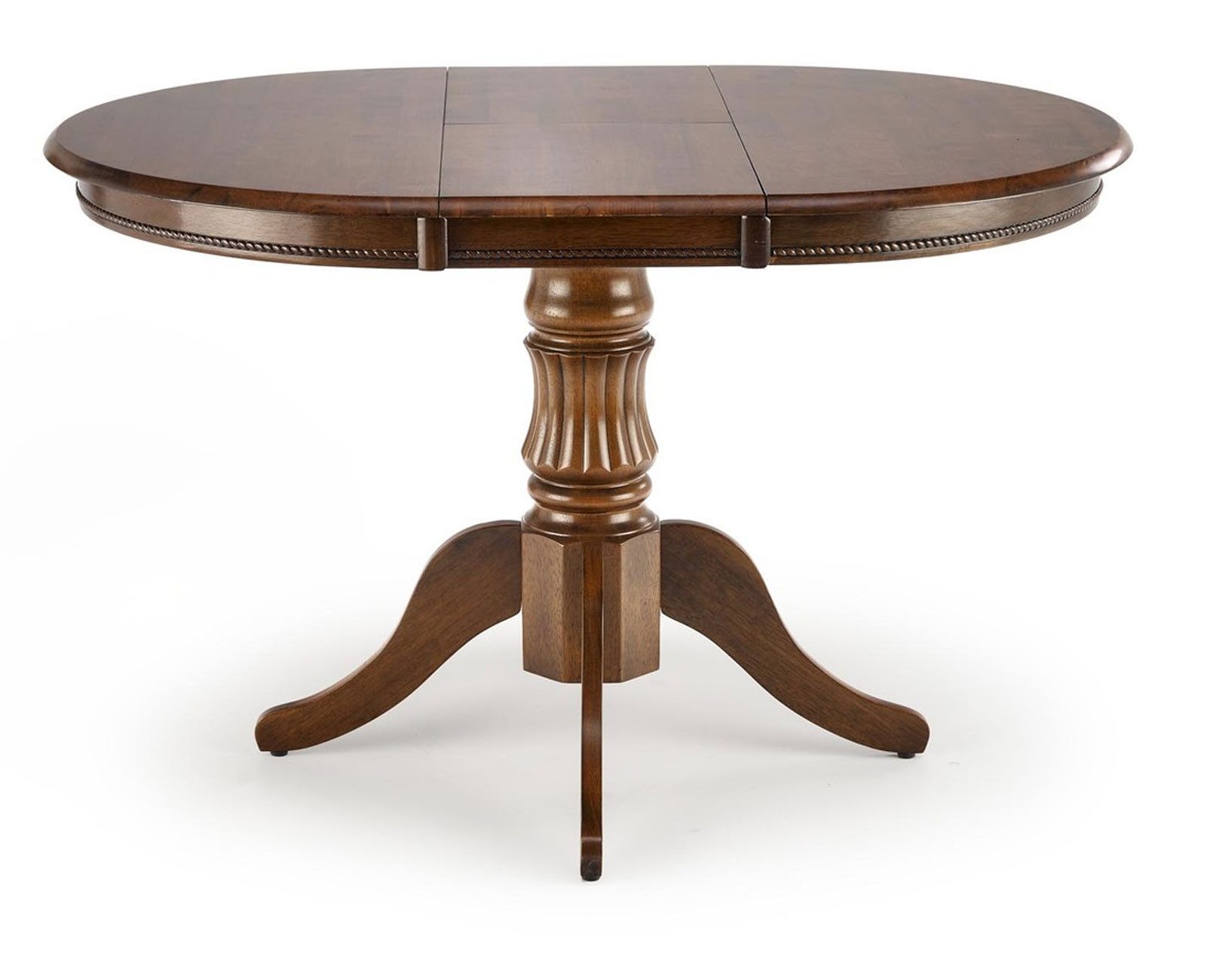 Feldmann-Wohnen Esstisch William (Tischplatte ausziehbar bis zu 124 cm, 1-St., moderner Landhausstil, gedrechselter Standfuß), 90-124x90x76cm Nussbaum ausziehbar