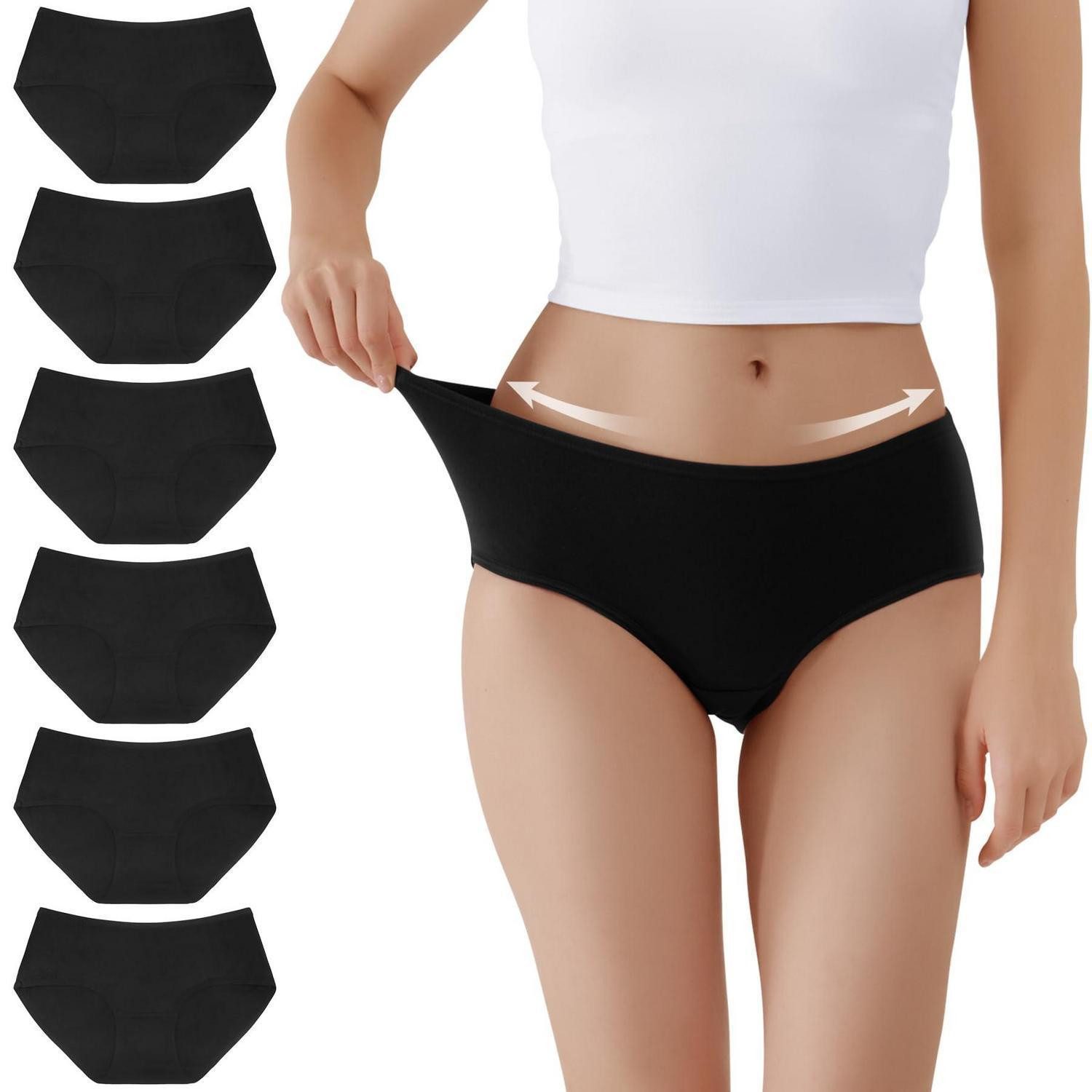LuxusKollektion Panty Damen Unterhosen 6er Pack Baumwolle Panties XXL schwarz