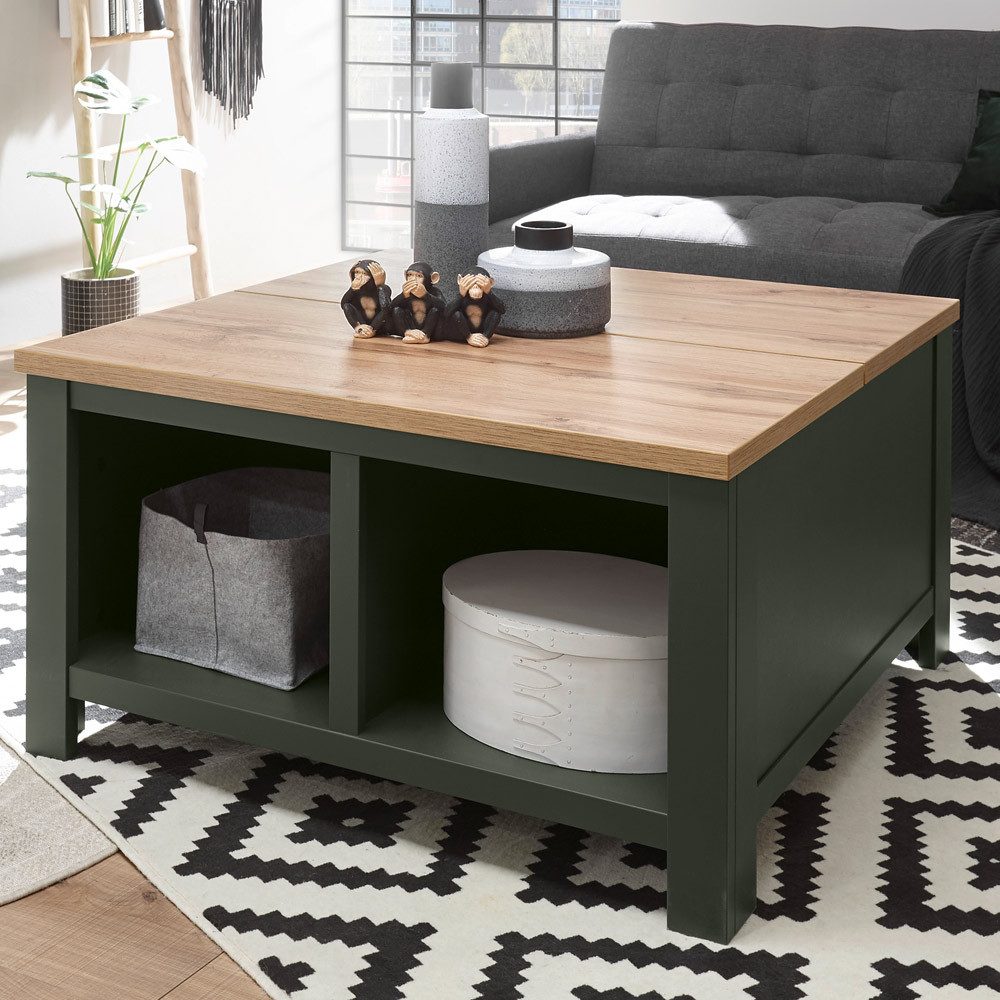 Lomadox Couchtisch CINCINNATI-61, Landhaus mit Klappe in grün mit Wotan Eic günstig online kaufen