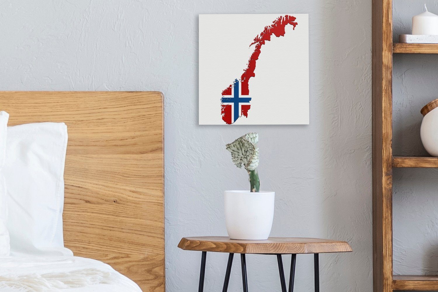 Leinwand Wohnzimmer von den (1 Illustration in Leinwandbild Norwegen Farben für Bilder Schlafzimmer Flagge, St), OneMillionCanvasses® der