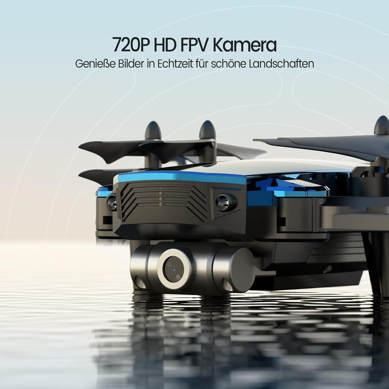 mit Gestensteuerung) Live Quadcopter Drohne FPV Übertragung,lange DEERC RC (720P, Faltbar