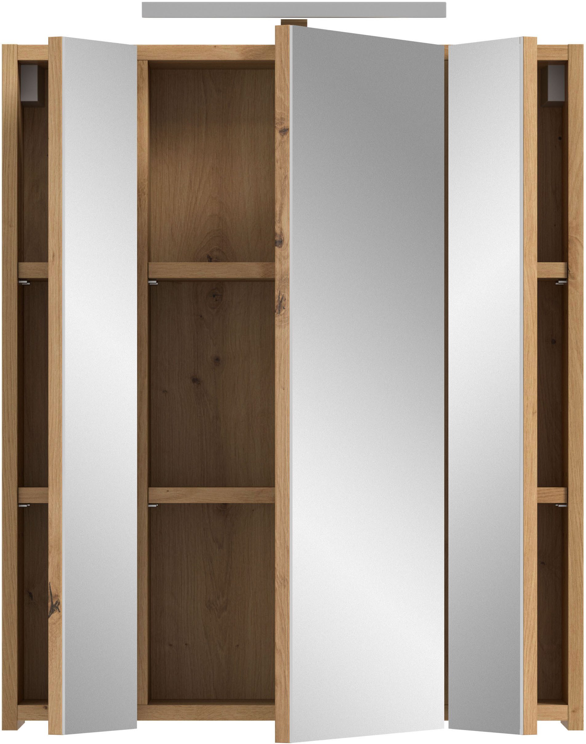 welltime Spiegelschrank FLORENZ, inkl. Beleuchtung, Breite 60 cm, 3 Spiegeltüren (TOPSELLER) in verschiedenen Farben erhältlich, Badmöbel, Badschrank, Schrank,  – Bild 4 von 5