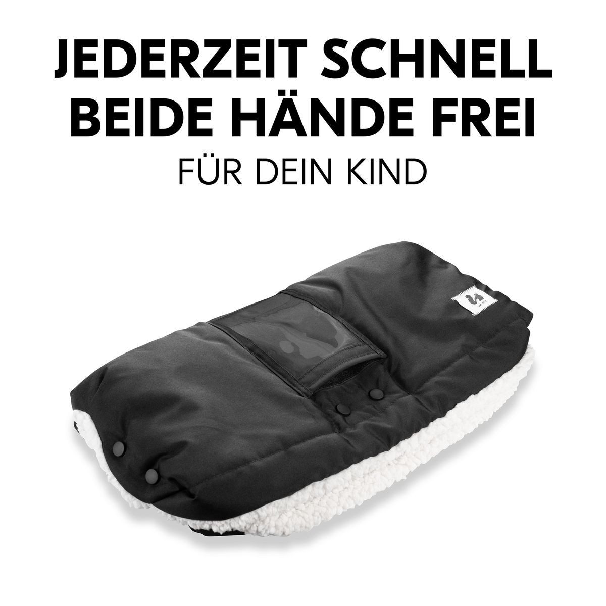 Hauck Kinderwagen-Handwärmer Black, Handwärmer für Kinderwagen & Buggy Handmuff mit Handy Tasche