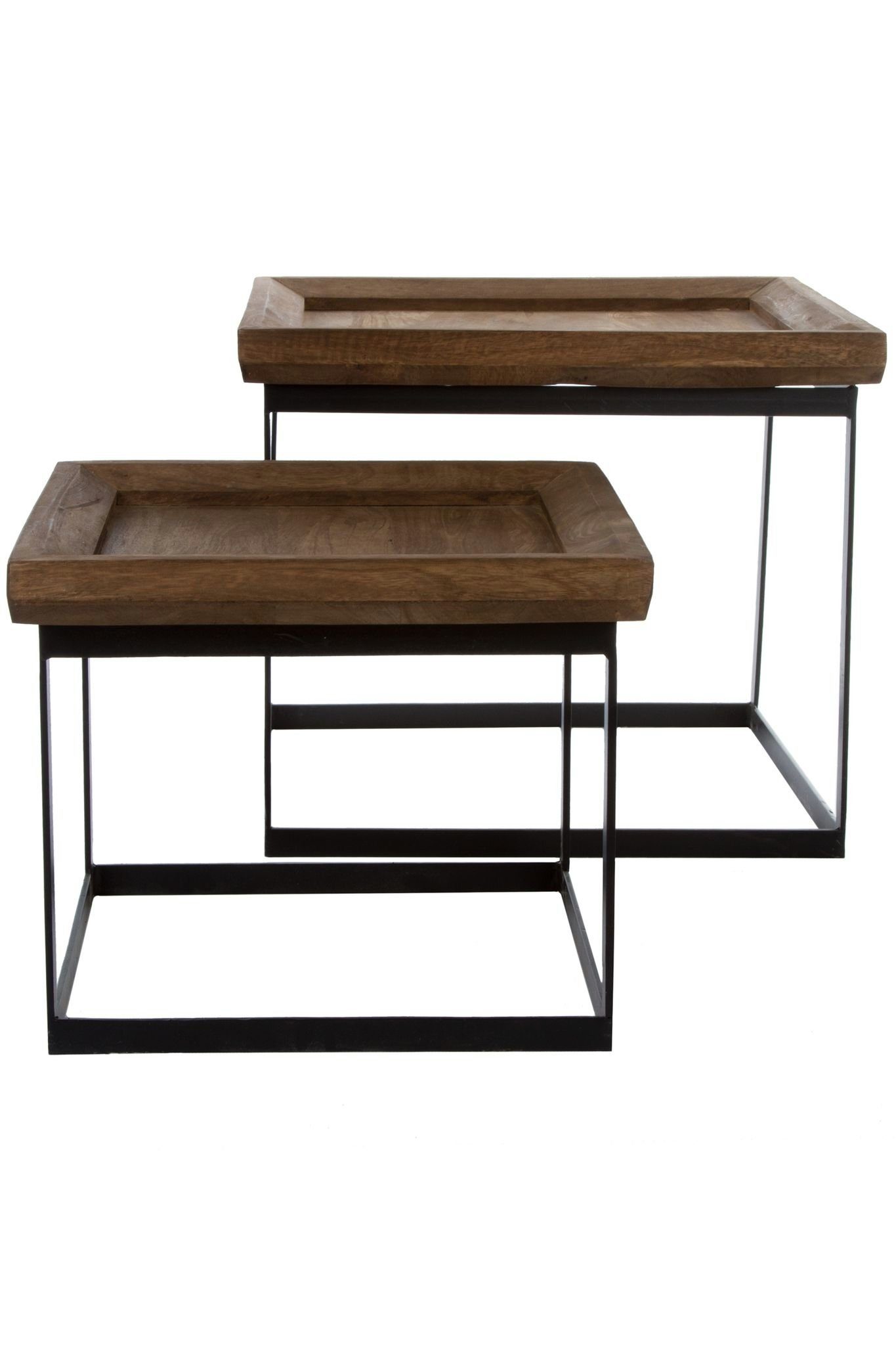 elbmöbel Tisch Tisch Konsole cm Set schwarz Metall 53x46x53 Beistelltisch SET Couchtisch Couchtisch: (FALSCH), rustikal holz 2er