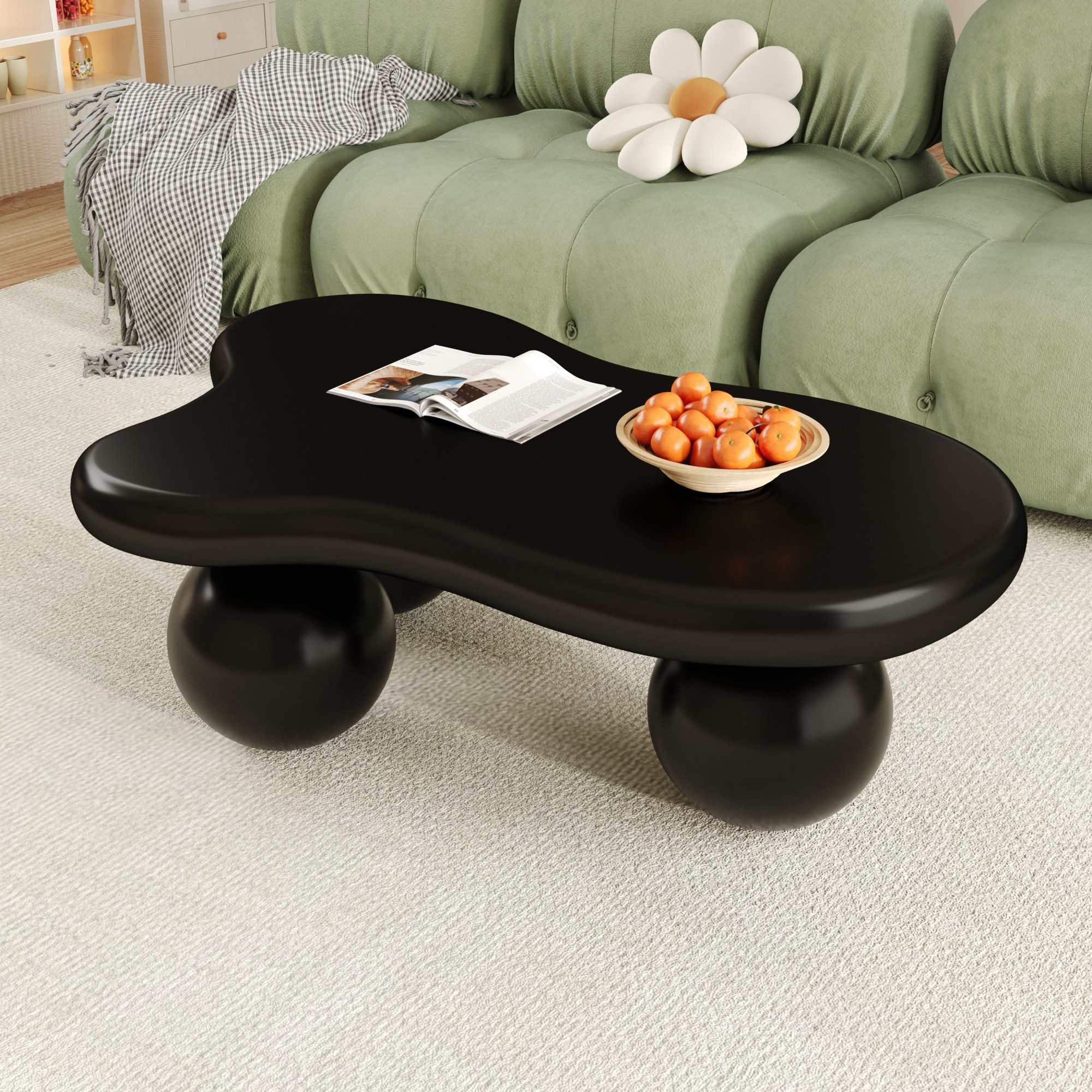 OKWISH Couchtisch Wolkenform+Rundbein-Design (Satztisch, Wohnzimmertisch, B günstig online kaufen
