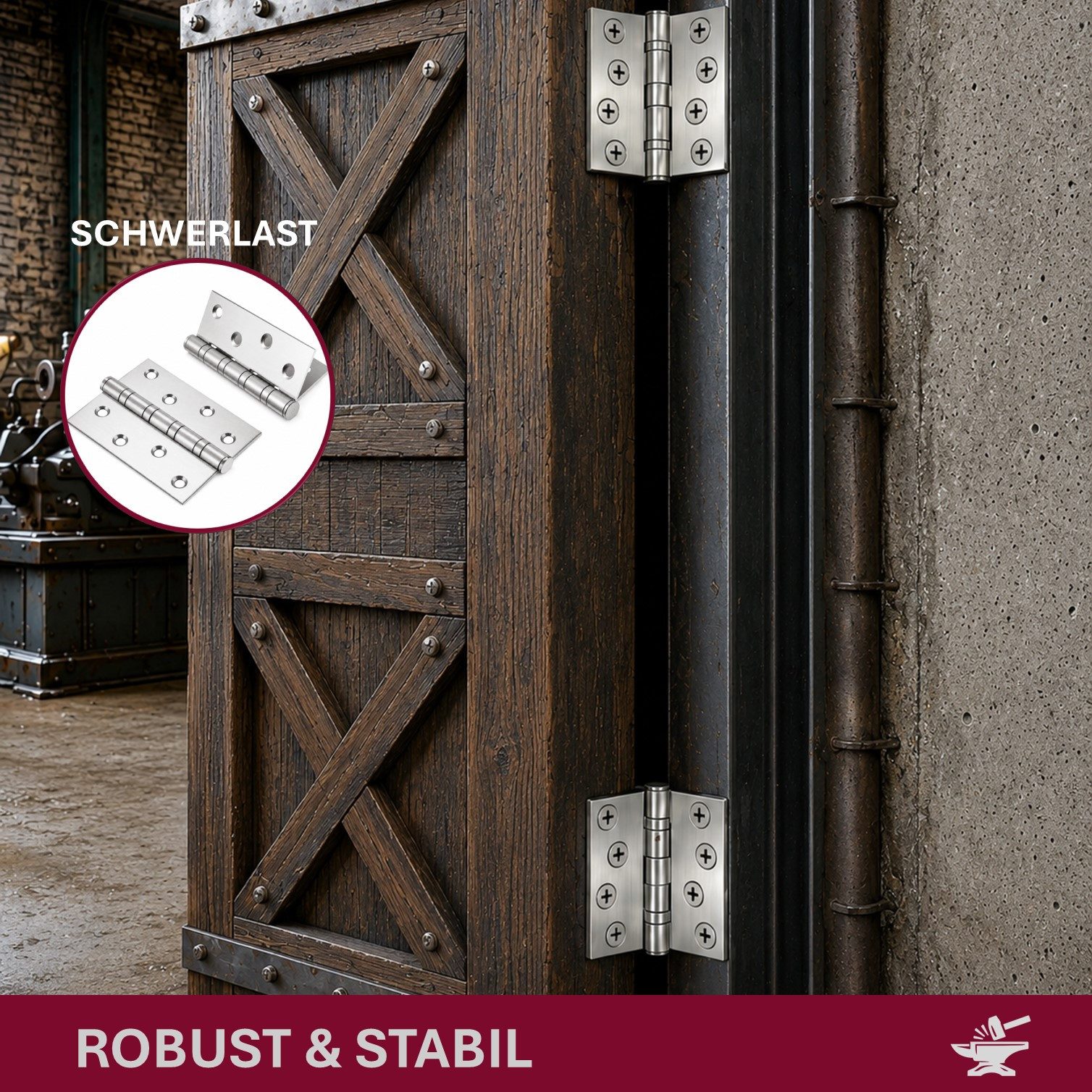 HOOZ Türbeschlag Scharniere Klappbar 304 Edelstahl 98mm – Kugelgelagert – 4er Set (Set, 4 St., 4 Scharniere inkl. Edelstahlschrauben), 315° Öffnungswinkel, Schwerlast-Ausführung, rostfrei, inkl. Schrauben