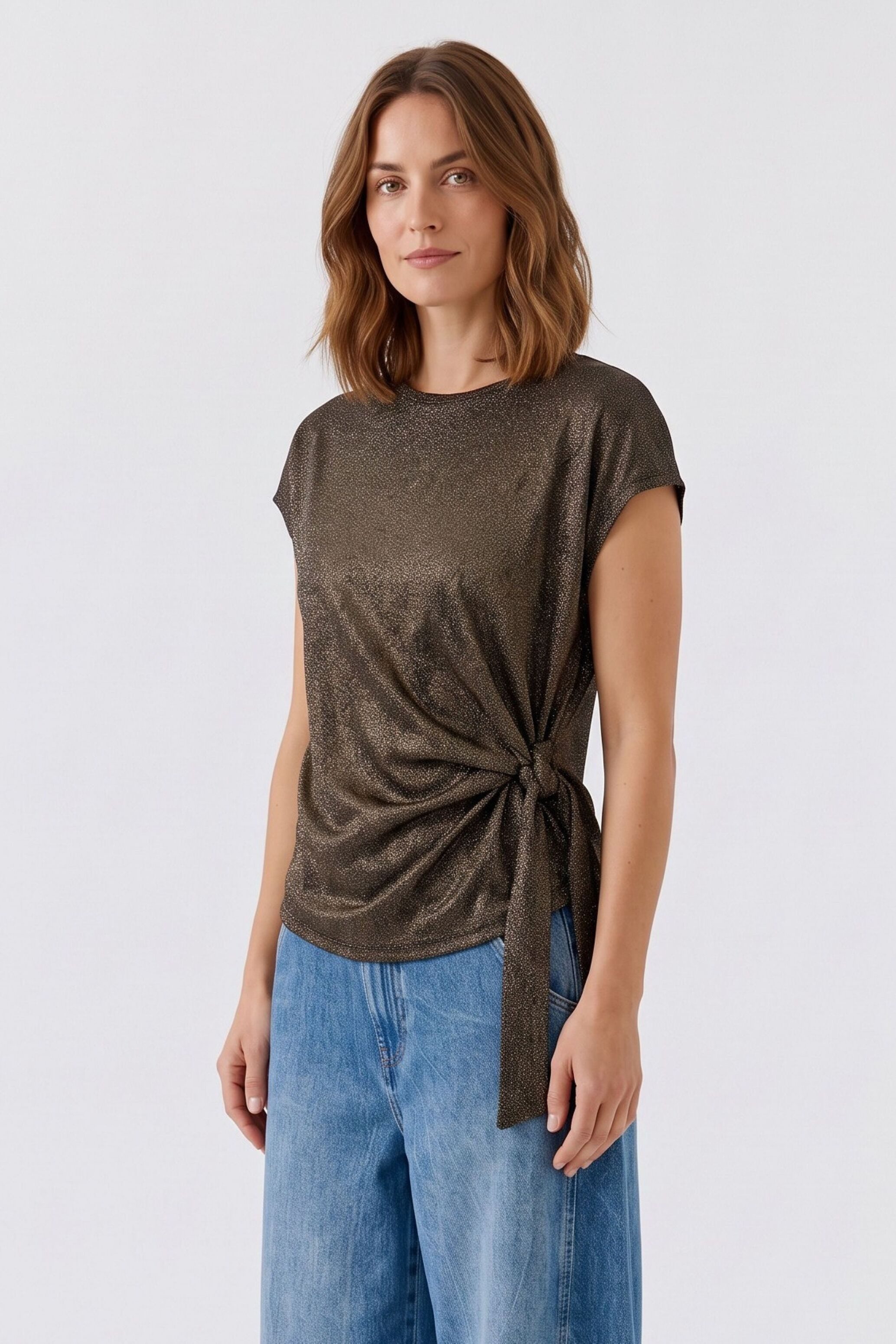 Oui T-Shirt Lässig geschnitten Rundhals