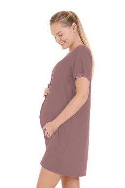 Herzmutter Umstandsnachthemd Stillnachthemd - Knopfleiste - Wochenbett-Geburt