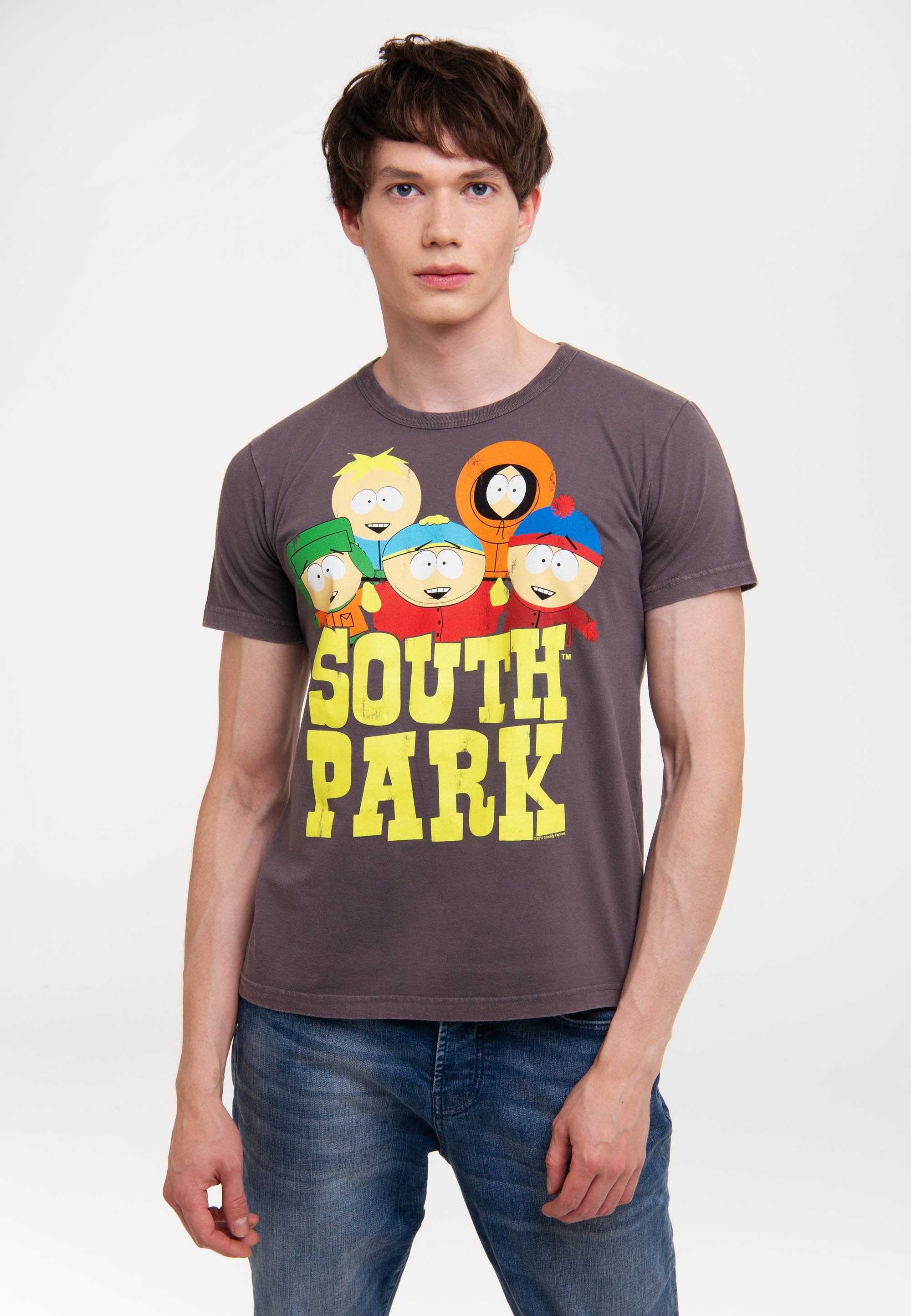 Freunde Fünf - coolem T-Shirt South Vintage-Print mit Park LOGOSHIRT