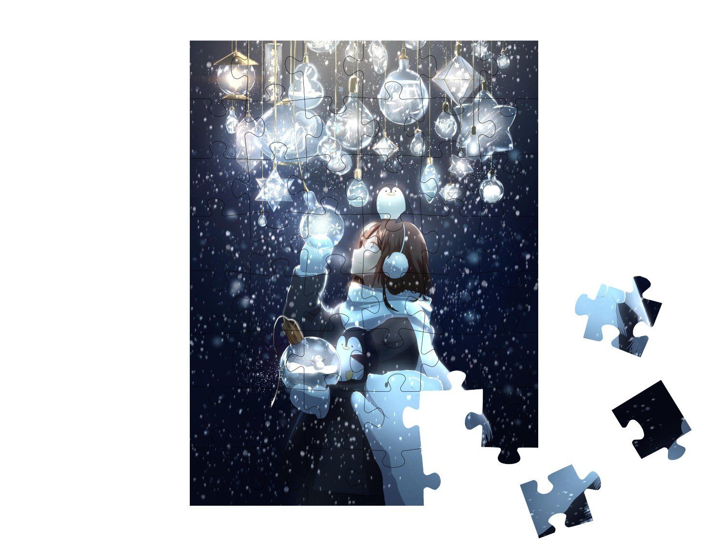 Anime Puzzleteile, puzzleYOU 48 Anime-Mädchens, puzzleYOU-Kollektionen Weihnachten, Zeichnung Puzzle eines