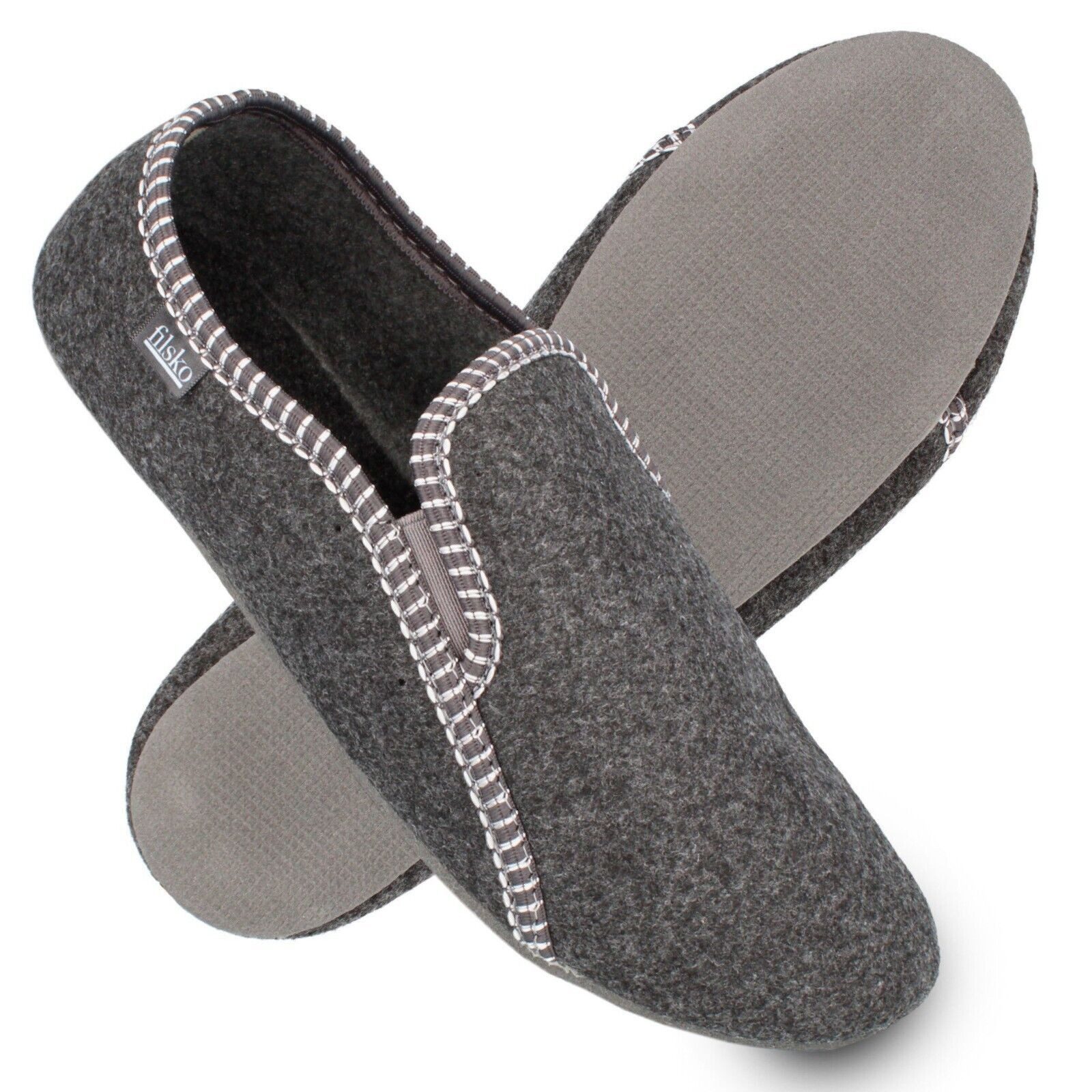 filsko Balk Herren Filz Hausschuh mit Gummisohle, zum schlupfen, Slip-On