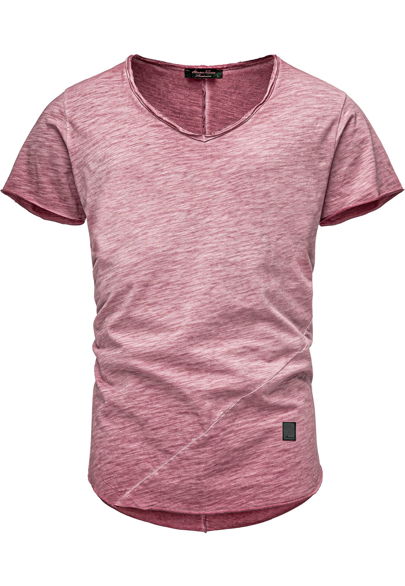 Amaci&Sons T-Shirt NYC Basic Oversize T-Shirt mit V-Ausschnitt Herren Overs günstig online kaufen