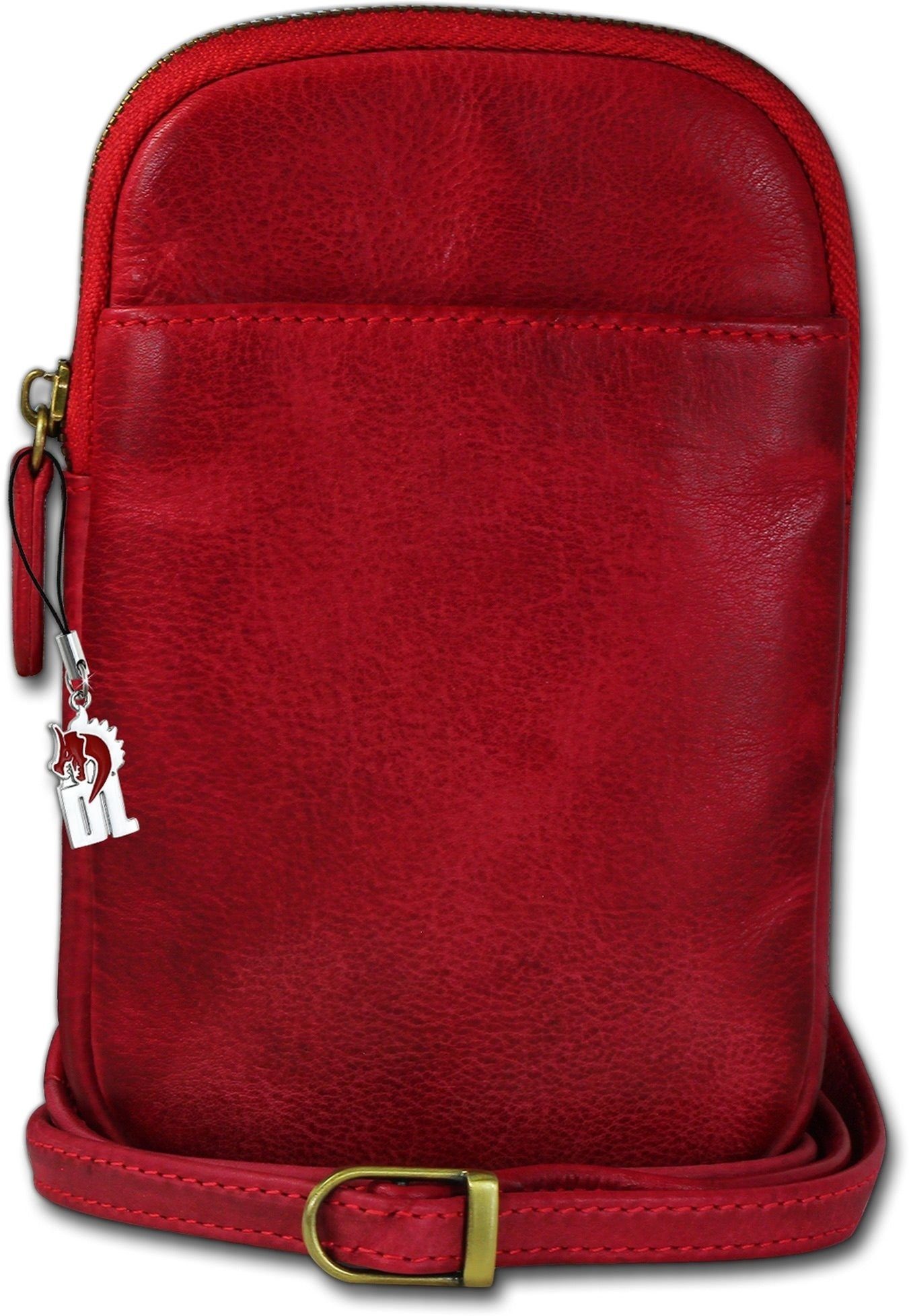 Umhängetasche), ca. DrachenLeder Umhängetasche Handtasche Echtleder Tasche 13cm Umhängetasche Handtasche, Größe rot, DrachenLeder unisex Damen (Umhängetasche,