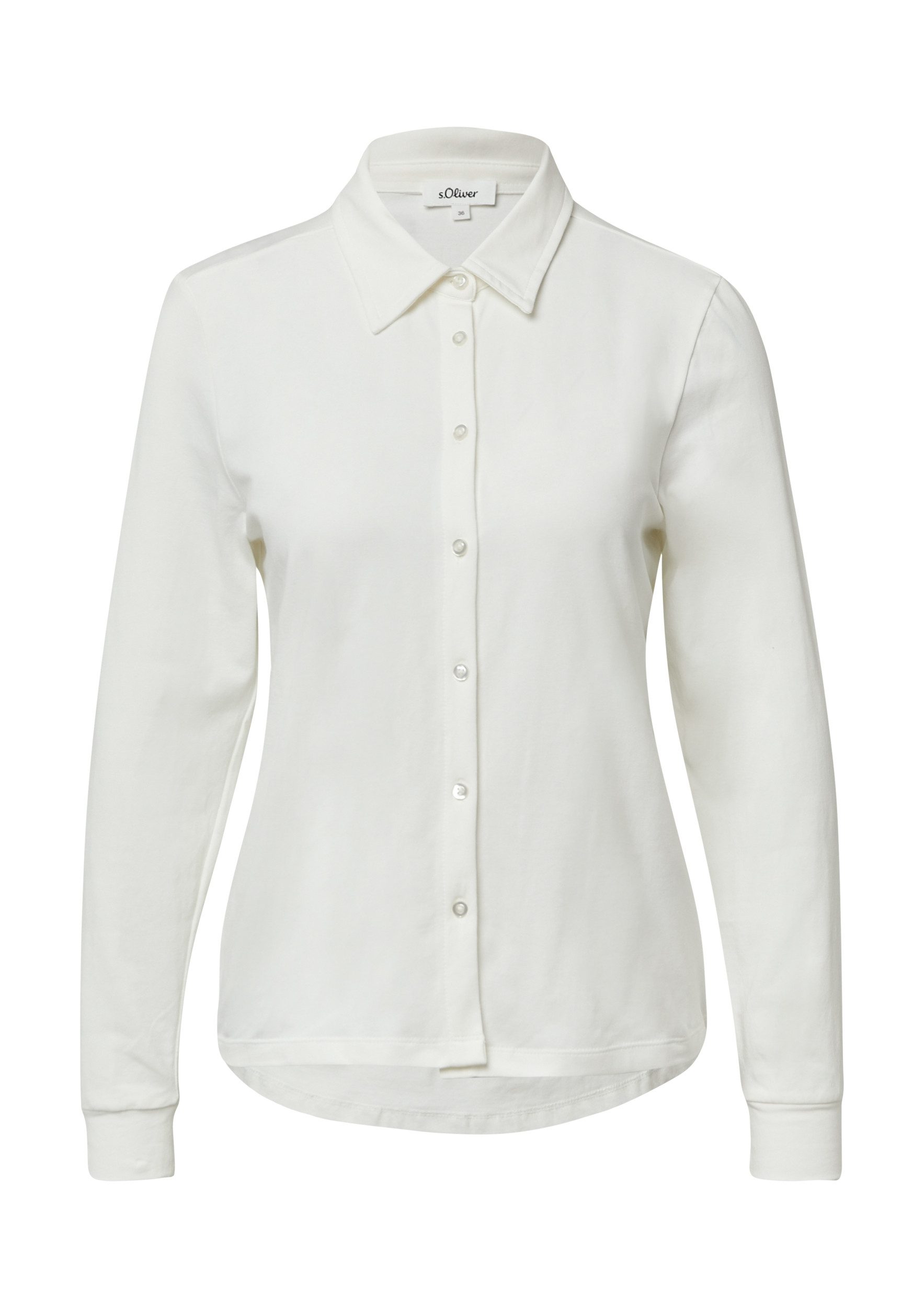 s.Oliver Hemdbluse – elastische Jerseybluse mit Knopfleiste