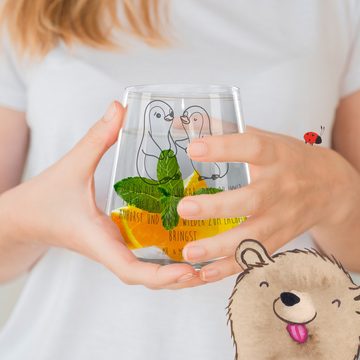 Mr. & Mrs. Panda Cocktailglas Pinguine trösten - Transparent - Geschenk, Cocktail Glas mit Wunschte, Premium Glas, Einzigartige Gravur