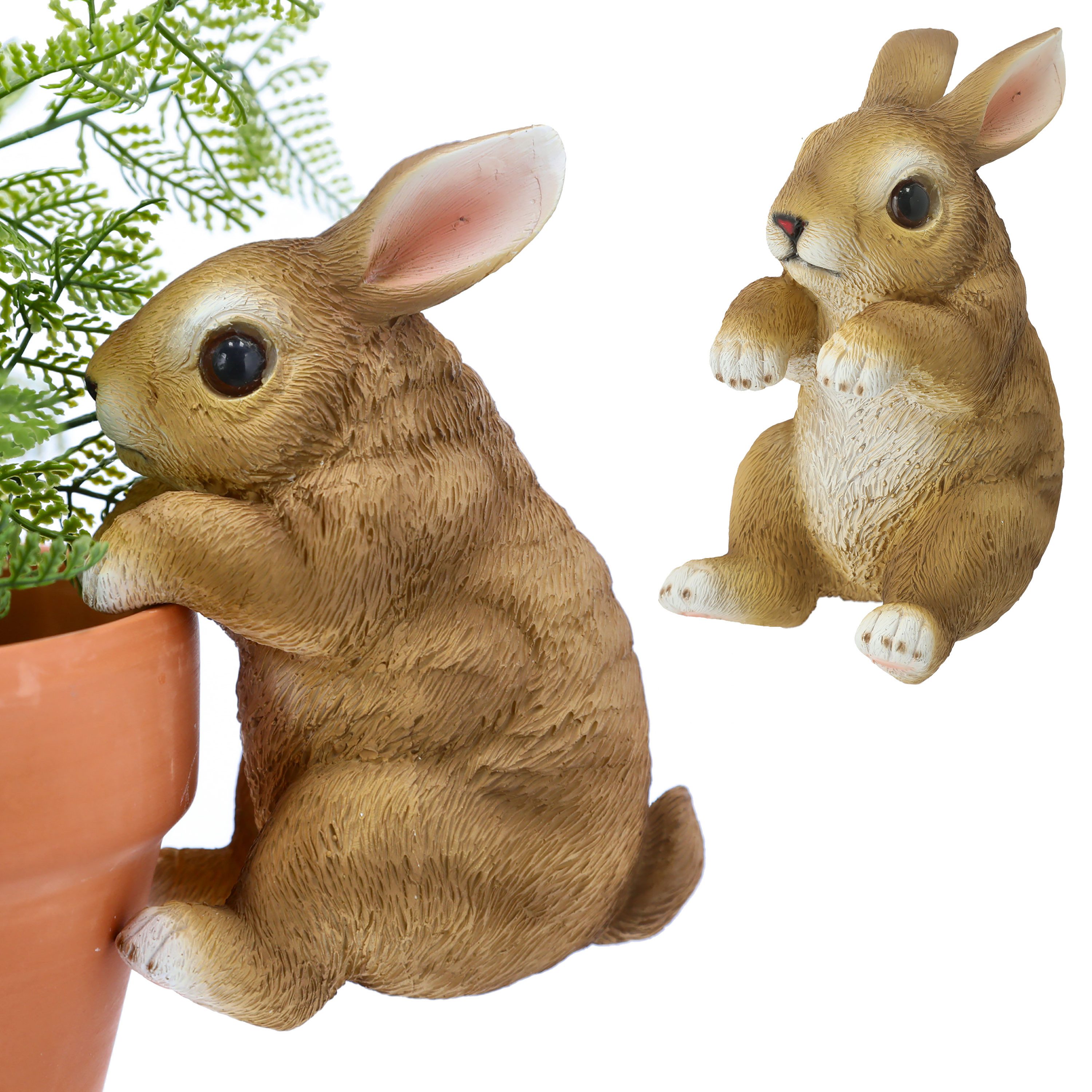 CEPEWA Dekofigur Kletterhase Polyresin 11x16x8,5cm hellbraun weiß Hase Blumentopfdeko