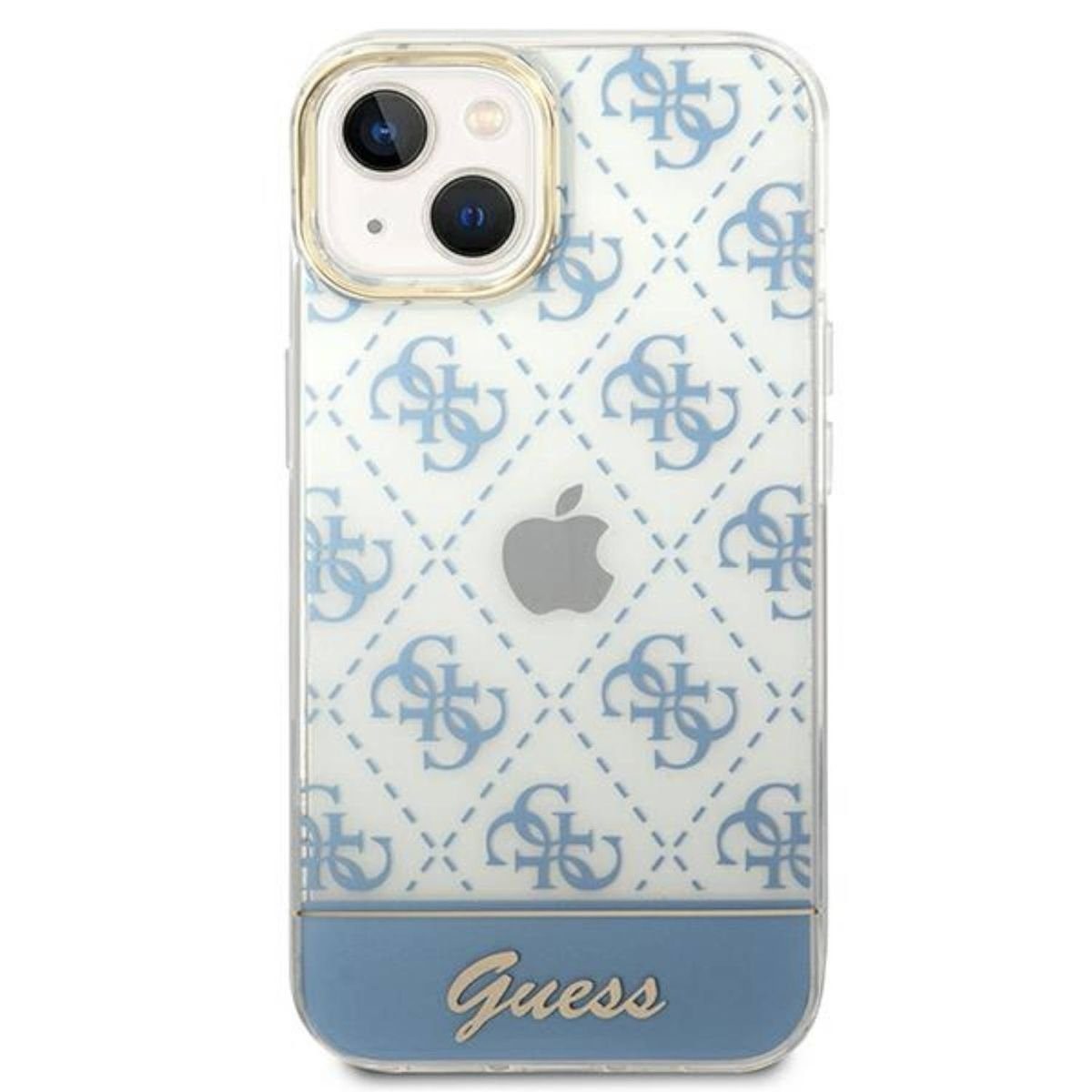 Guess Handyhülle Guess 4G Pattern Script Collection Hardcase Hülle Cover für Apple iPhone 14 Plus Blau