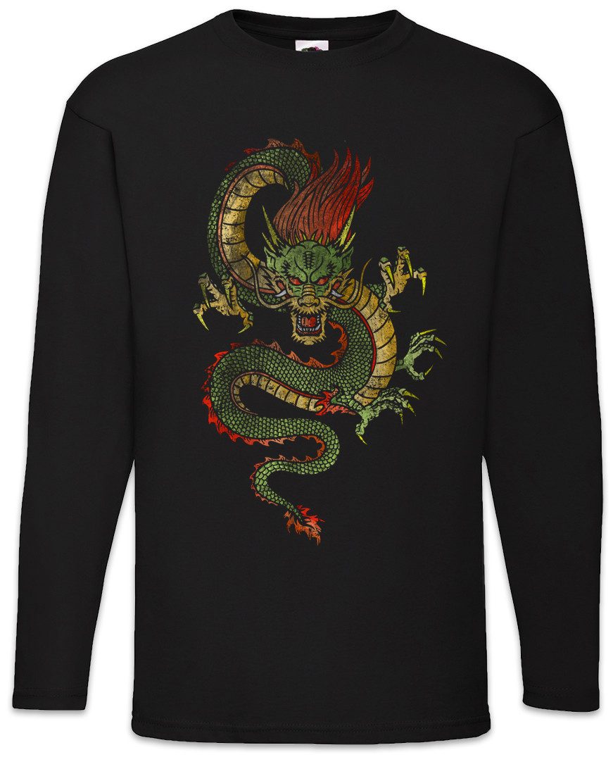 Langarmshirt Chinese Dragon Langarm T-Shirt Drache Fantasy Tattoo Monster Dungeons