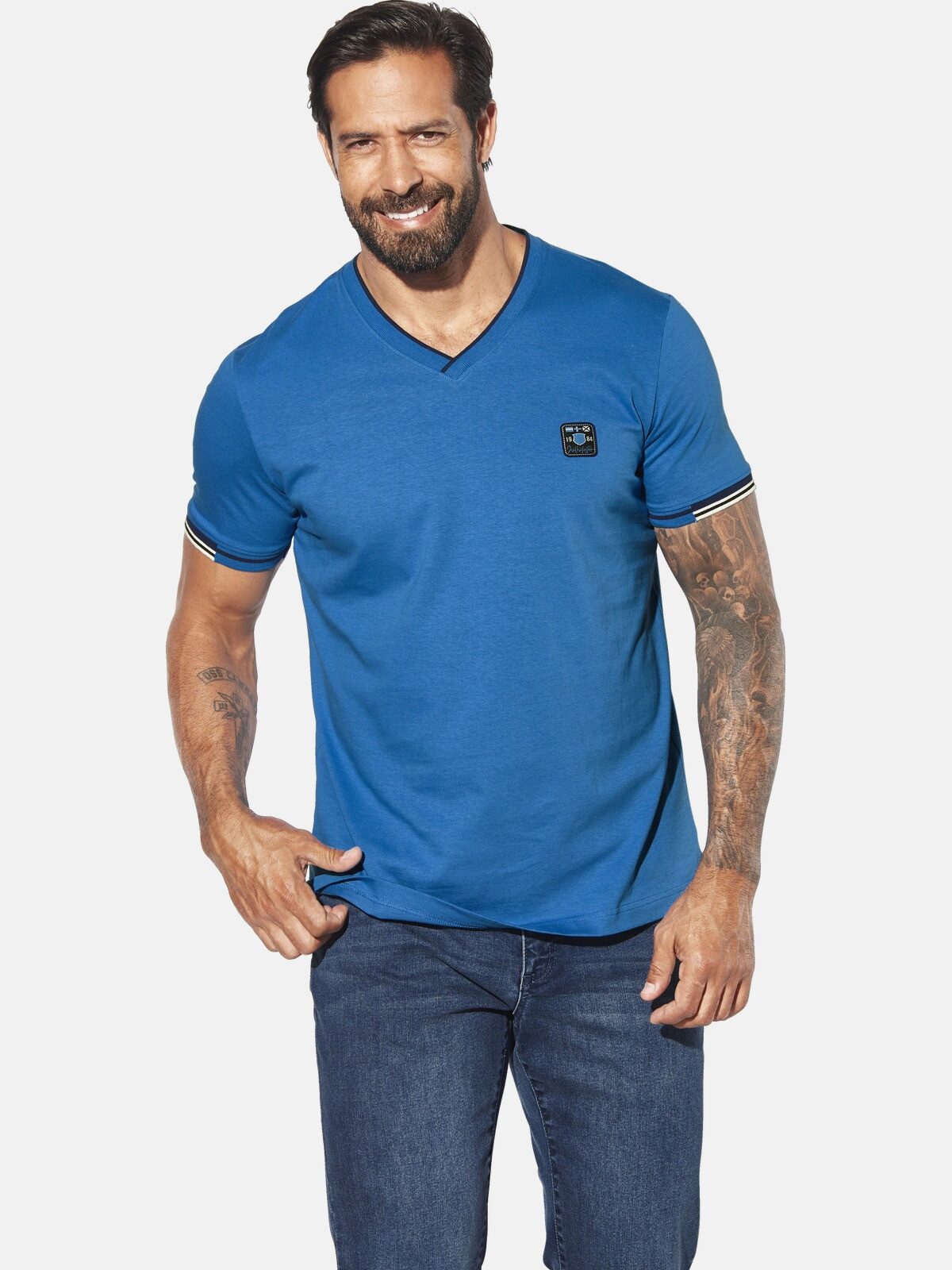 Jan Vanderstorm T-Shirt MORKBERG mit V-Ausschnitt günstig online kaufen