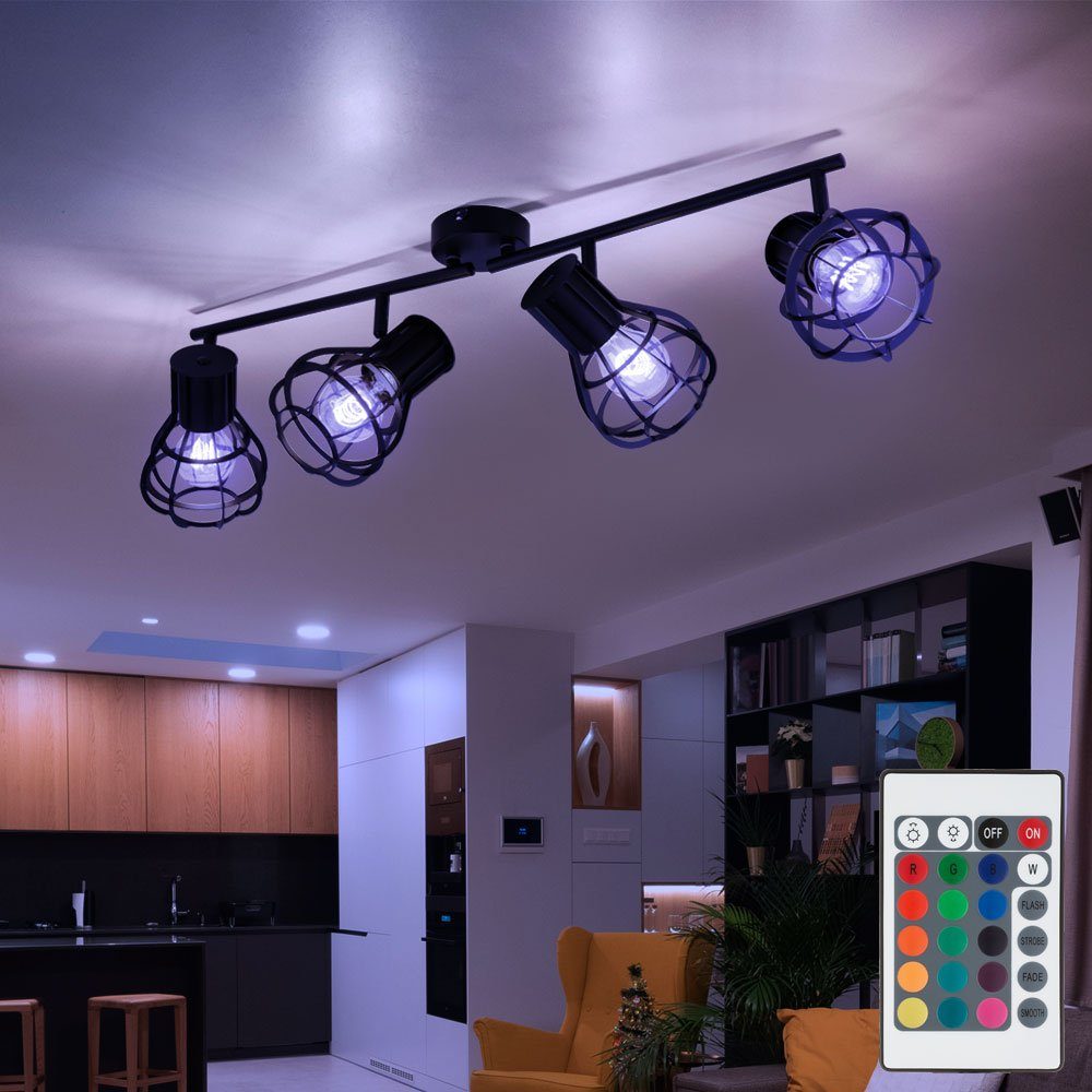 etc-shop LED Deckenspot, Leuchtmittel inklusive, Warmweiß, Farbwechsel, Decken Leuchte Fernbedienung Balken Licht-Schiene Spot Käfig