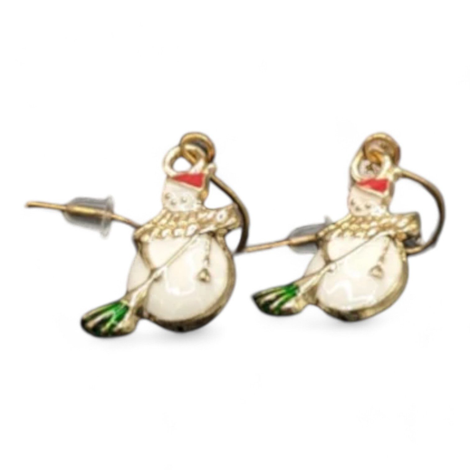 Eyecatcher Paar Ohrhaken Weihnachten Ohrhaken Ohrringe im Schneemann Design in weiß rot goldfar (Paar, 2 Ohrringe)