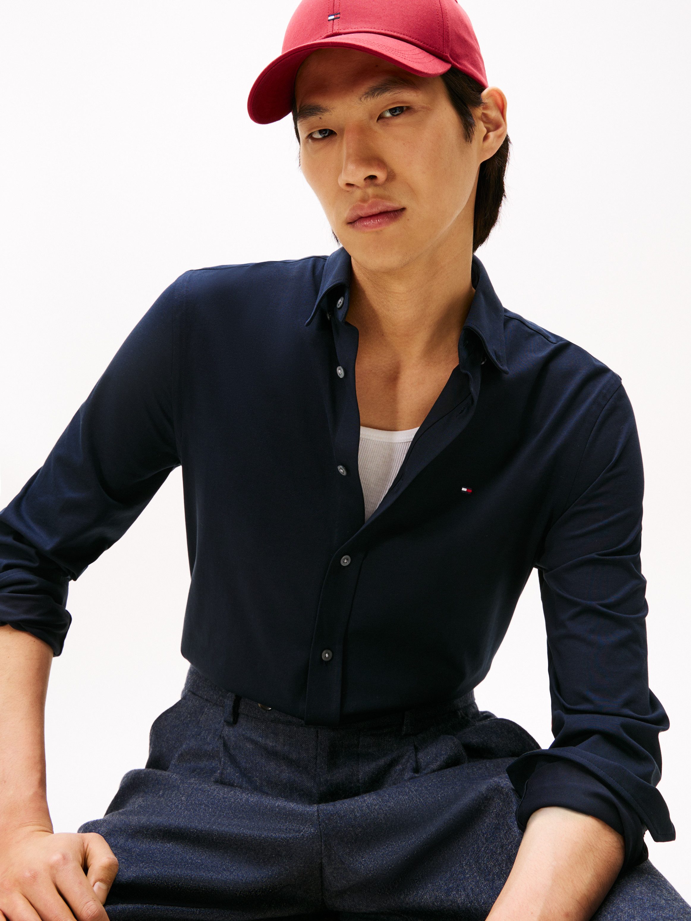 Tommy Hilfiger Businesshemd PERFORMANCE INTERLOCK elastisches Slim Fit mit günstig online kaufen