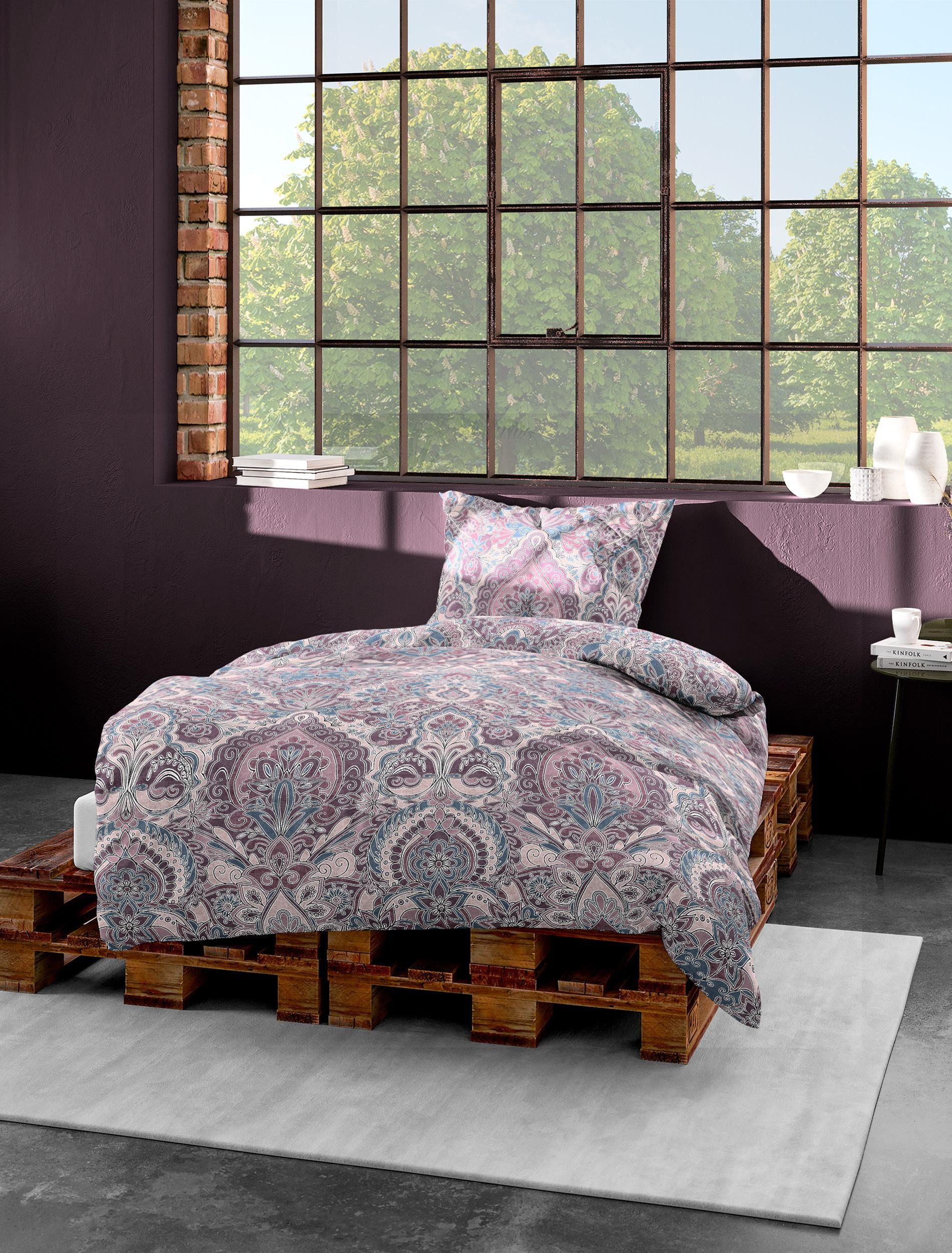 BIERBAUM Bettwäsche BIERBAUM Bettwäsche Biber viola 135x200cm, mit 1 Kissen günstig online kaufen