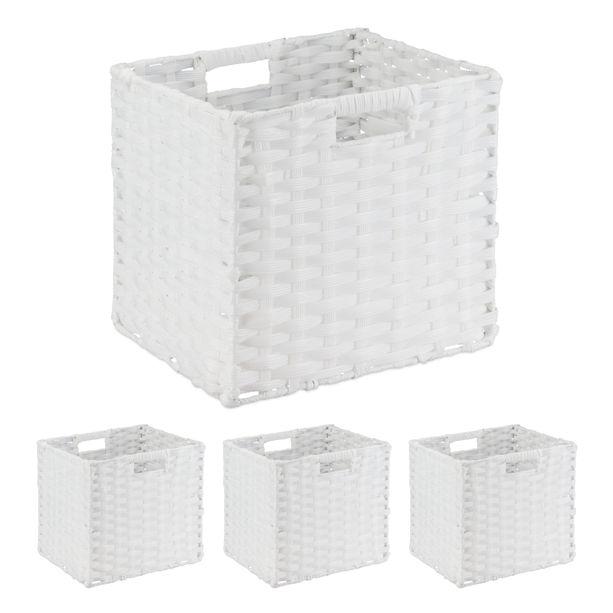 relaxdays Regalkorb Aufbewahrungskorb im 4er Set, weiß günstig online kaufen