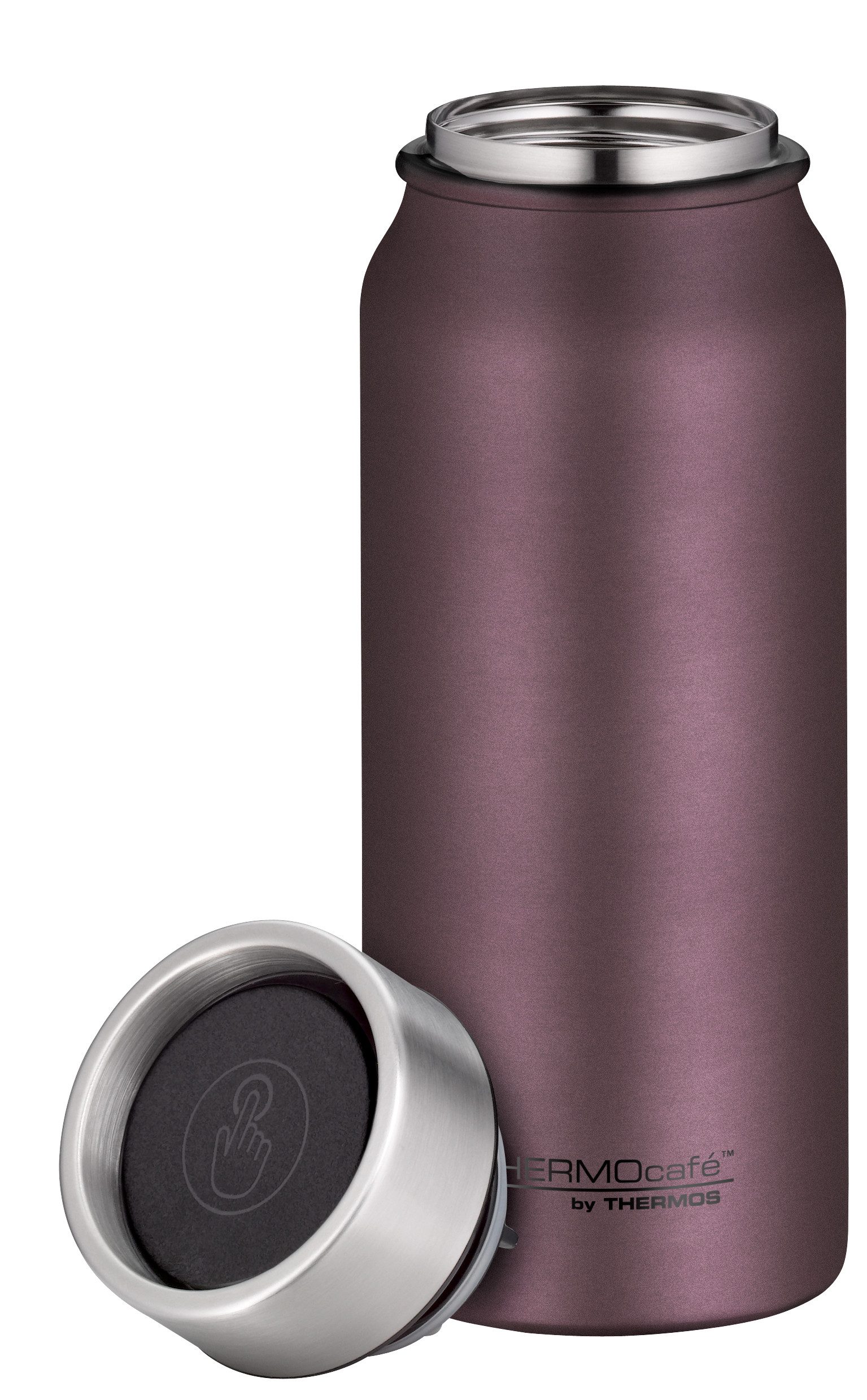 THERMOcafé Thermobecher TC DRINKING MUG, absolut dicht, spülmaschinenfest, 1-tlg., Edelstahl, Kunststoff, Silikon, 0,5l, 9h heiß & 20h kalt, zerlegbares Push Button Lid