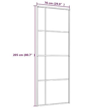 vidaXL Zimmertür Schiebetür ESG-Glas und Aluminium 76x205 cm Schwarz