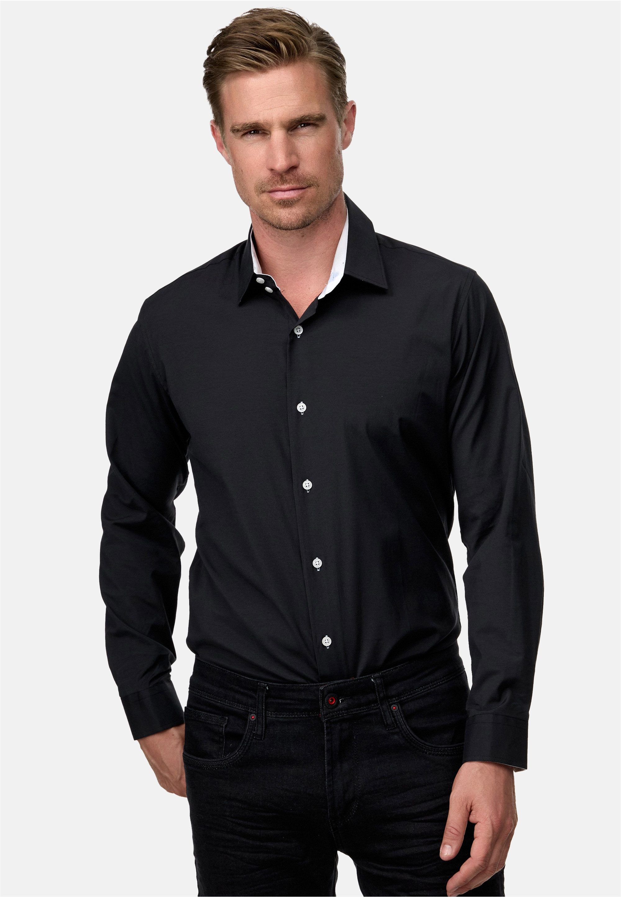 Rusty Neal Langarmhemd Langarm im Slim-Fit geschnitten