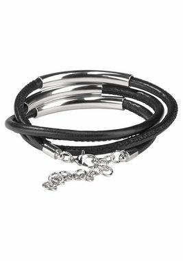 Firetti Wickelarmband schwarzes Armband zum Wickeln mit Naht und 3 Metallelementen