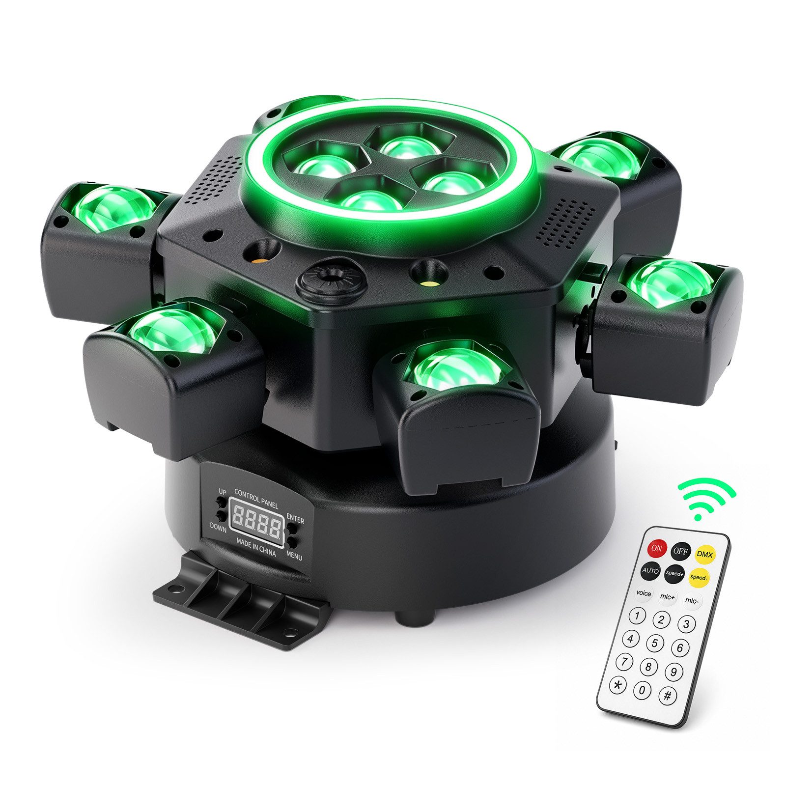 ZonQoonz Discolicht 150W 6-Arm Bühnenstrahllicht mit Sterneneffekt für DJ-Party-Hochzeit