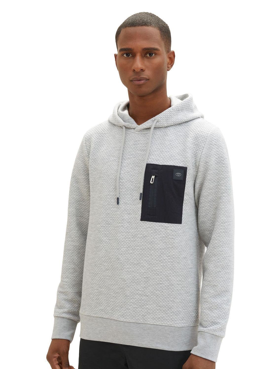 TOM TAILOR Hoodie QUILTED HOODIE aus Mischgewebe