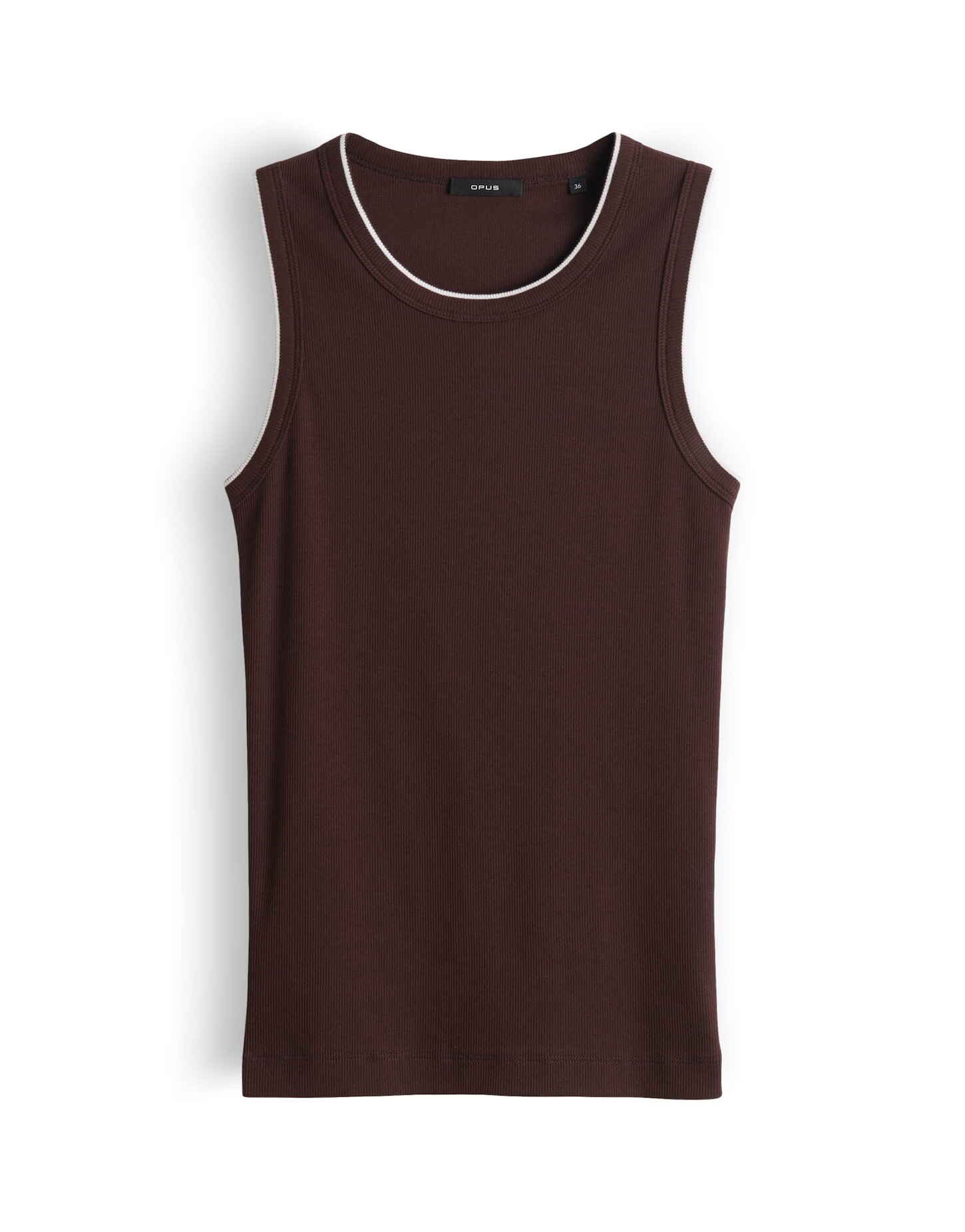 OPUS Tanktop Geripptes Tanktop mit kontrastfarbenen Bündchen Schmale Passform, sportliches Highlight durch Rippbündchen