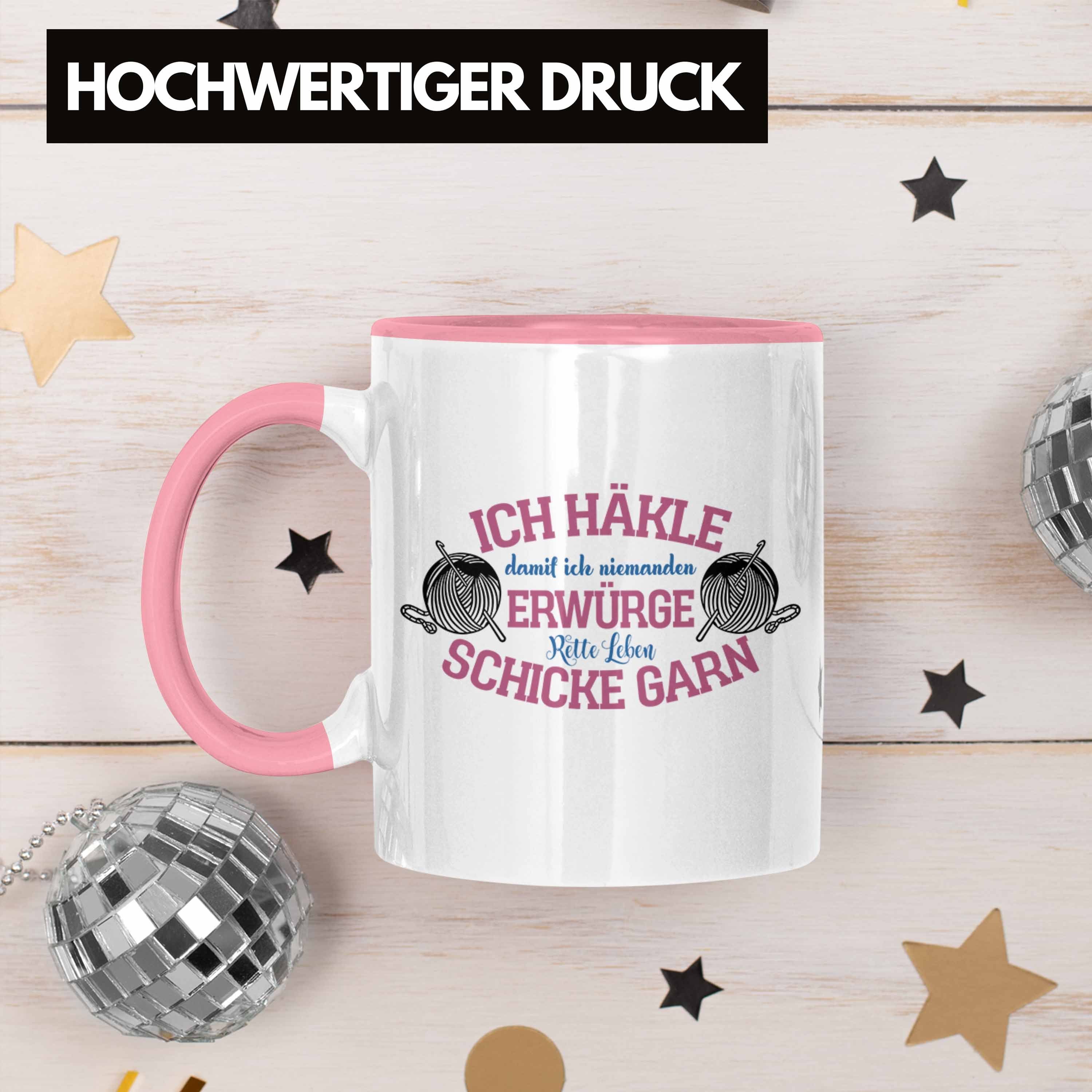 für und Geschenkidee Garn-Tasse Trendation Strick- Rosa Häkelbegeisterte Tasse