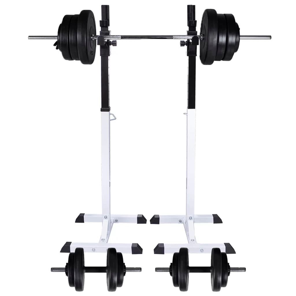 vidaXL Hantel Kniebeugen- Langhantelständer mit Hantel-Set 60,5 kg