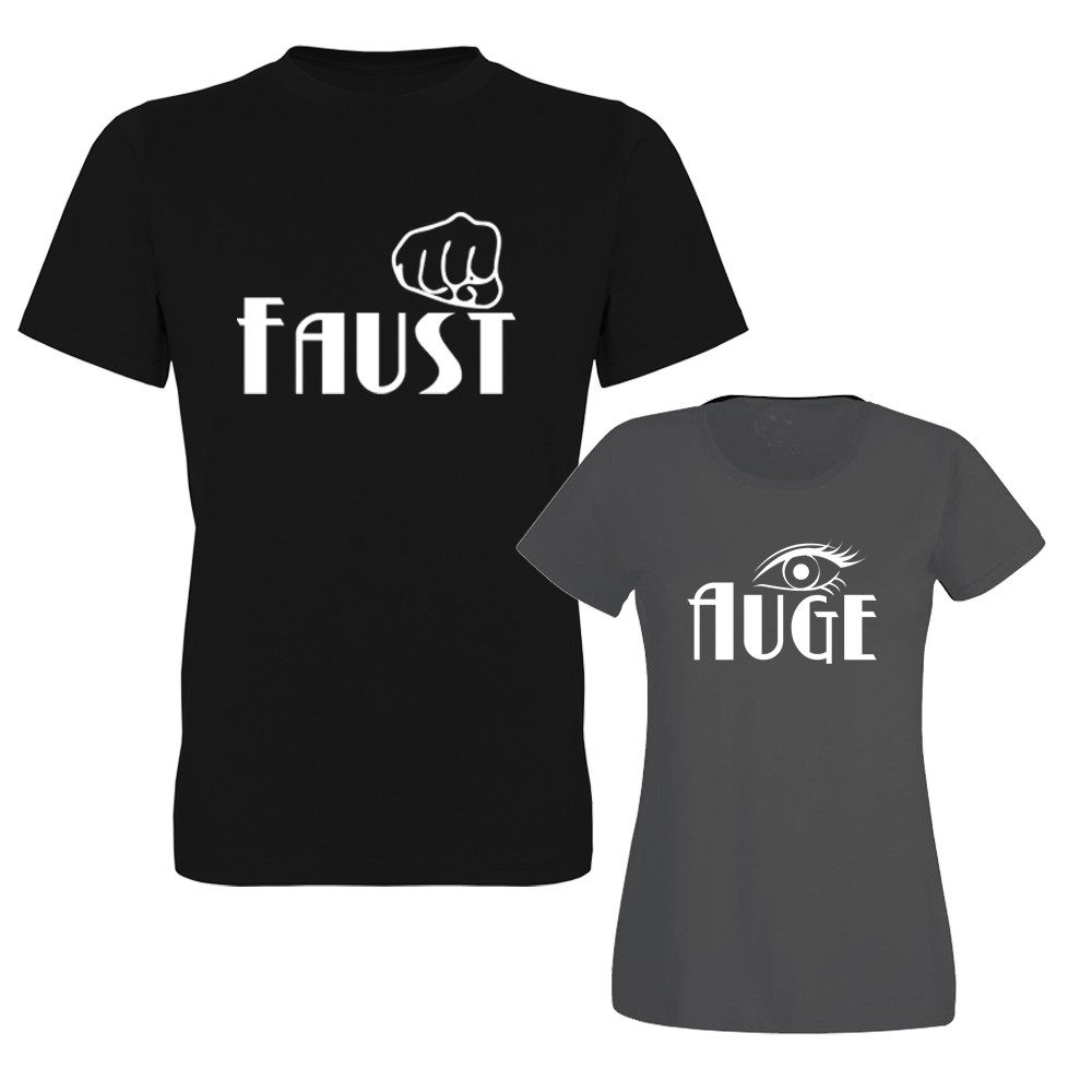 G-graphics T-Shirt Faust & Auge (Partner- / Paar-Set, Einzelteile zum selbst zusammenstellen) Aufdruck auf der Vorder- oder Rückseiteseite wählbar