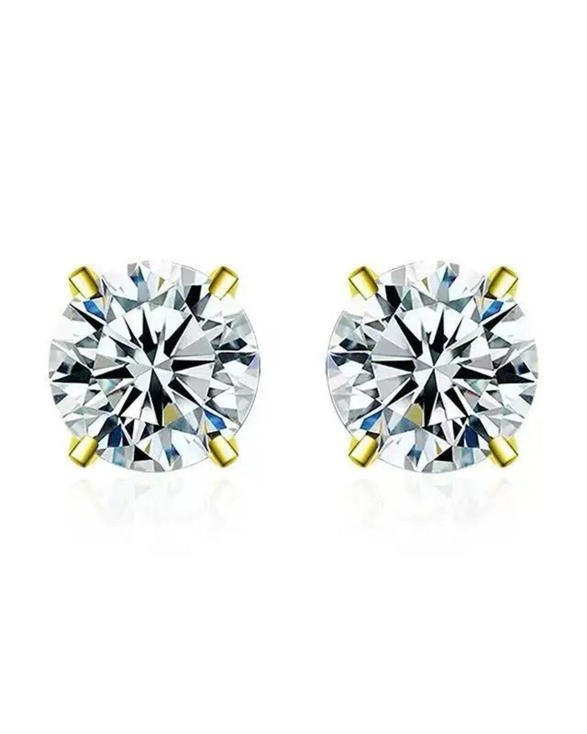 Paar Ohrstecker Moissanit Ohrstecker „Solitaire“ 1ct Gold