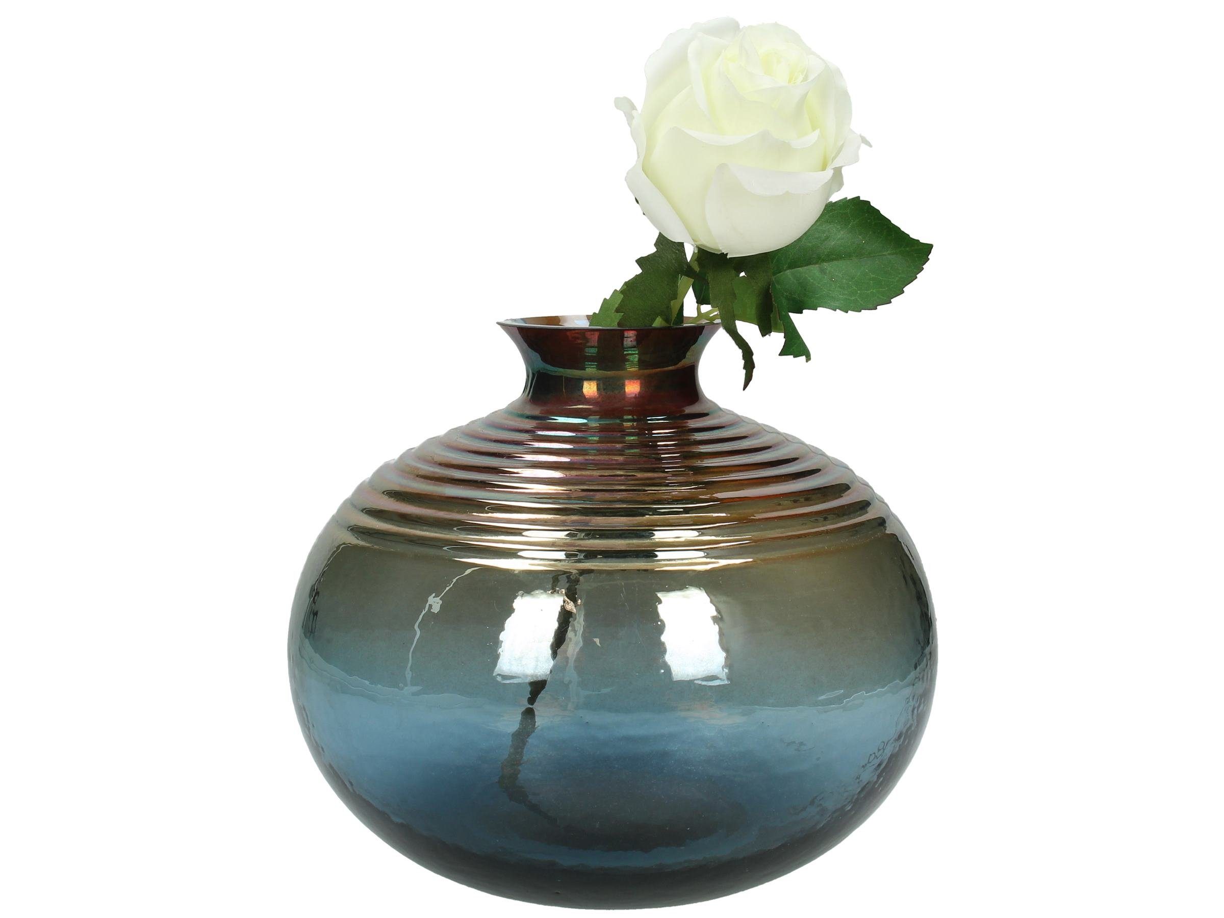 Engelnburg Dekovase Glas Vase (kein Set, Blau Blumenvase Set) Engelnburg 18x21x21 1er