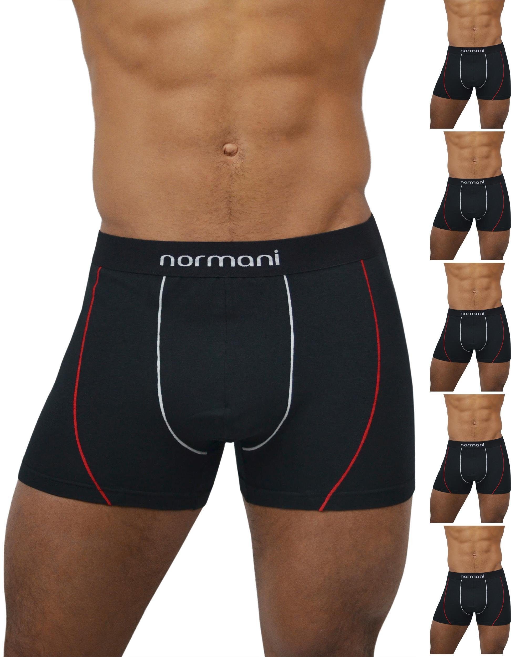 normani Retro Boxer 6 Stück Retro Boxershorts aus Baumwolle Unterhose aus atmungsaktiver Baumwolle Red Line