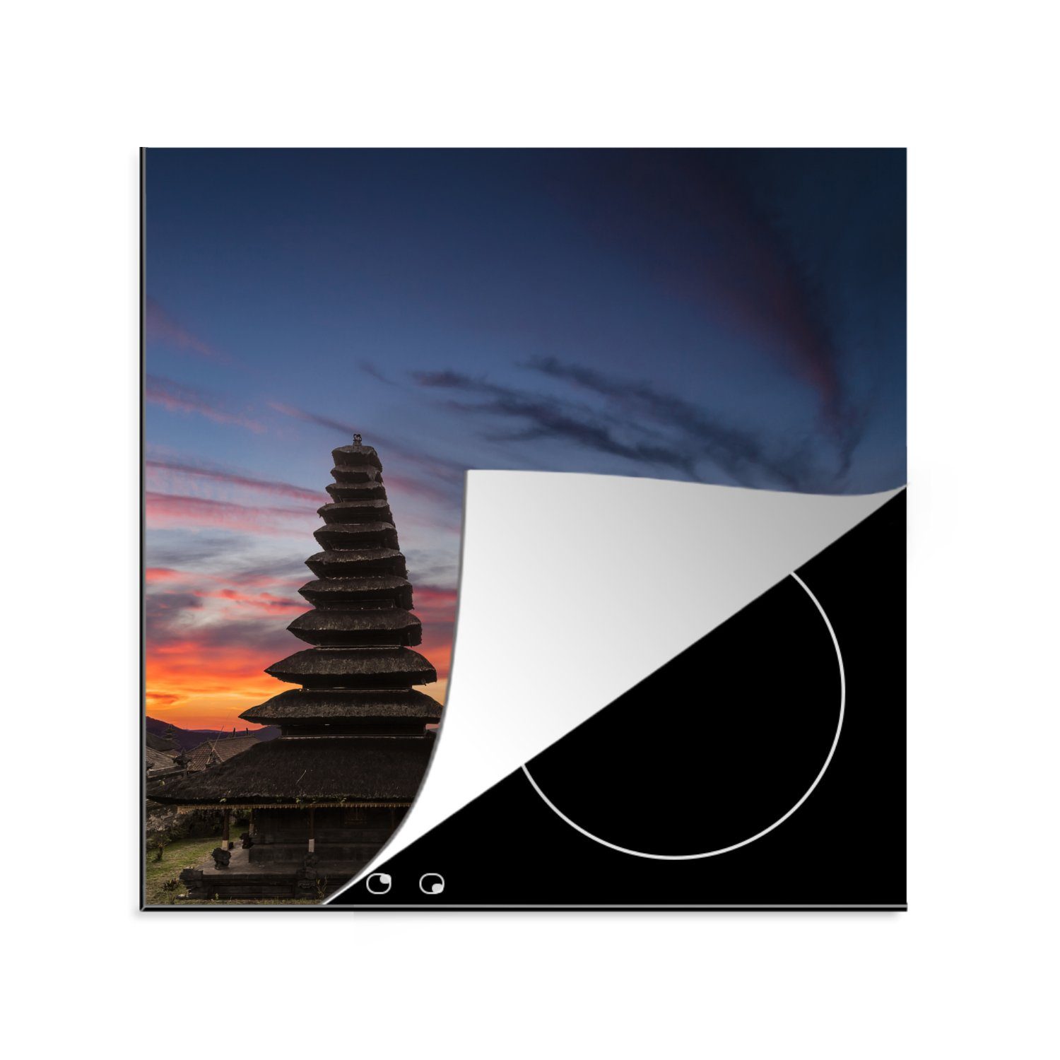 MuchoWow Herdblende-/Abdeckplatte Pura Besakih-Tempel auf Bali, Vinyl, (1 tlg), 78x78 cm, Ceranfeldabdeckung, Arbeitsplatte für küche